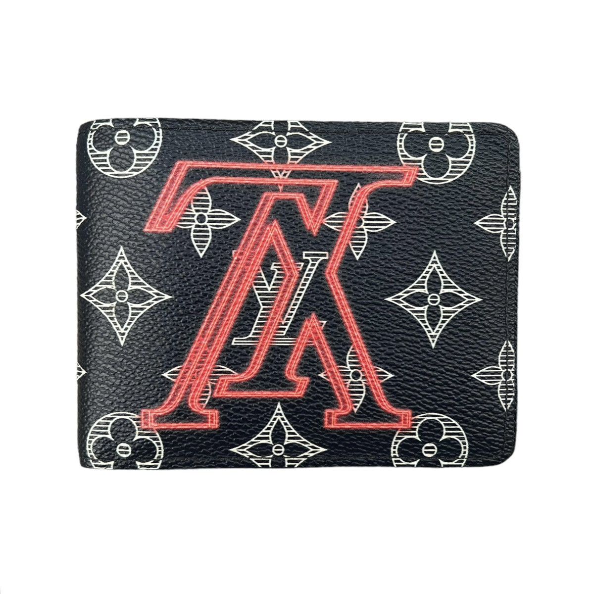 image of Louis Vuitton Upside Down Logo Monogram Multiple Wallet in Navy Blue, Men's