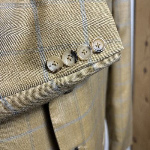 Pal Zileri Pal Zileri Beige Blue Windowpane Wool Blazer Men’s Size 52 I Size 42R - 5 Thumbnail
