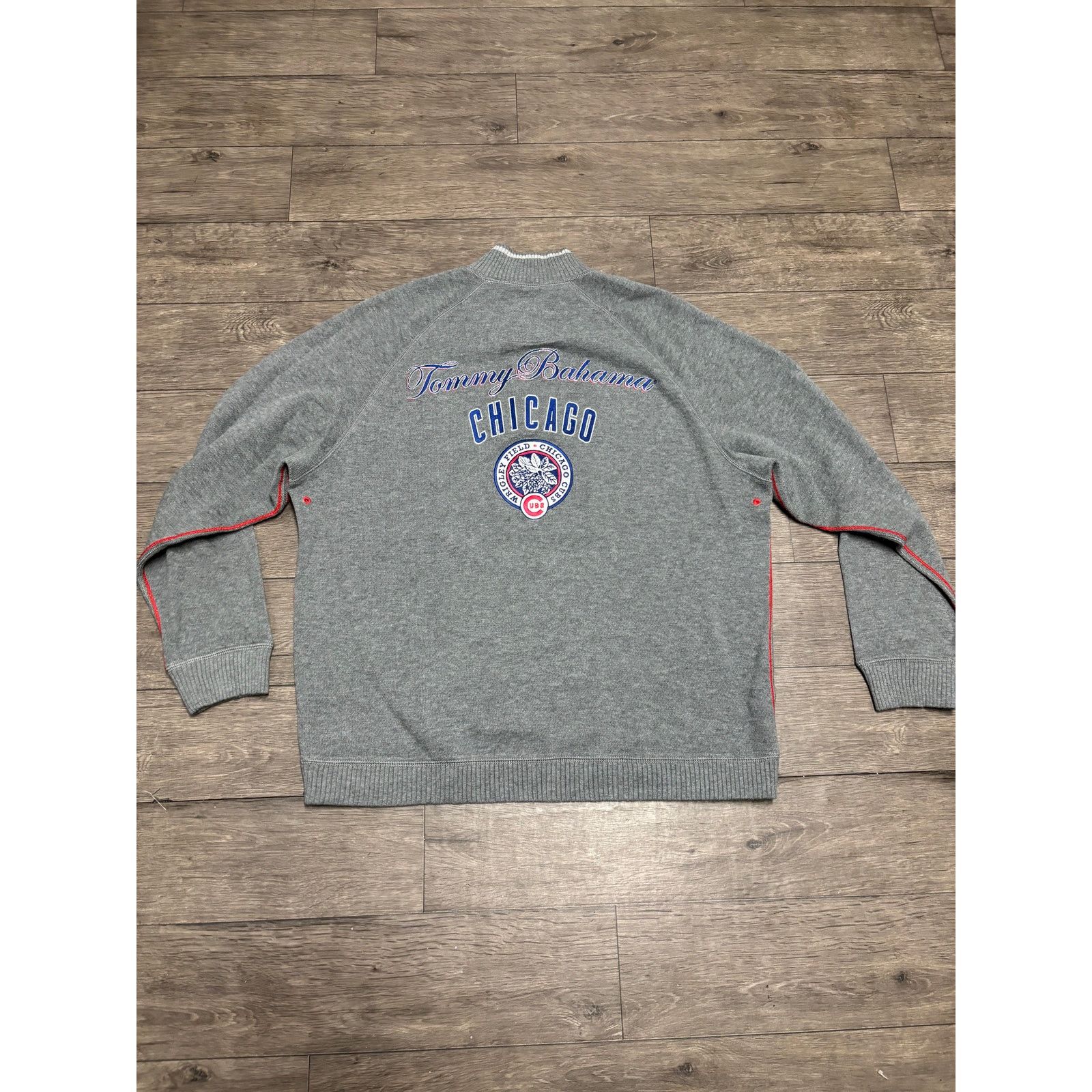 Tommy Bahama Tommy Bahama Chicago Cubs Pullover Sweater 1/4 Zip Gray Sz L Size US L / EU 52-54 / 3 - 1 Thumbnail