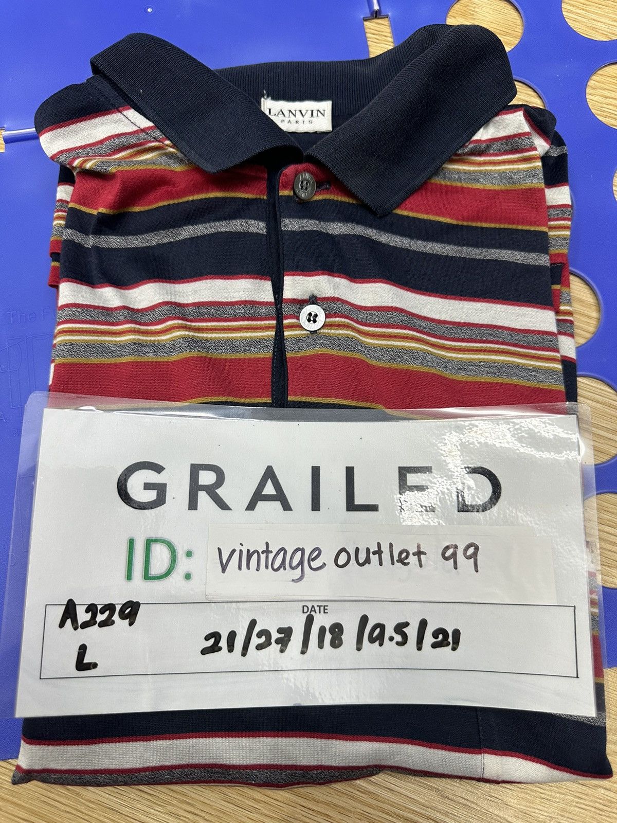 Lanvin × Vintage Vintage Lanvin Paris Single Stitch Stripe Polo Tee A229 Size US M / EU 48-50 / 2 - 12 Thumbnail