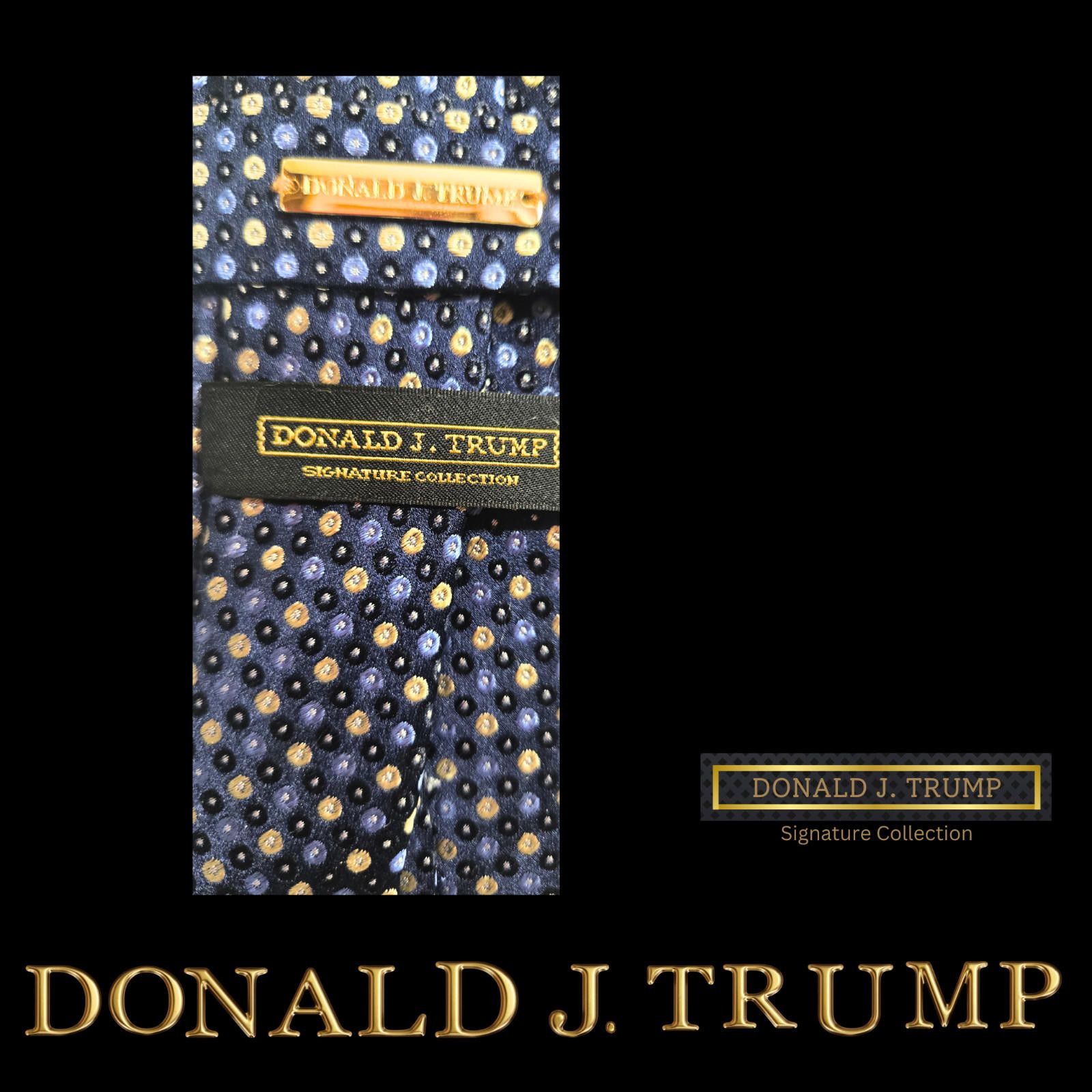 Designer NEW Donald J. Trump Necktie Navy Blue Yellow Silk Tie Box Size ONE SIZE - 3 Thumbnail