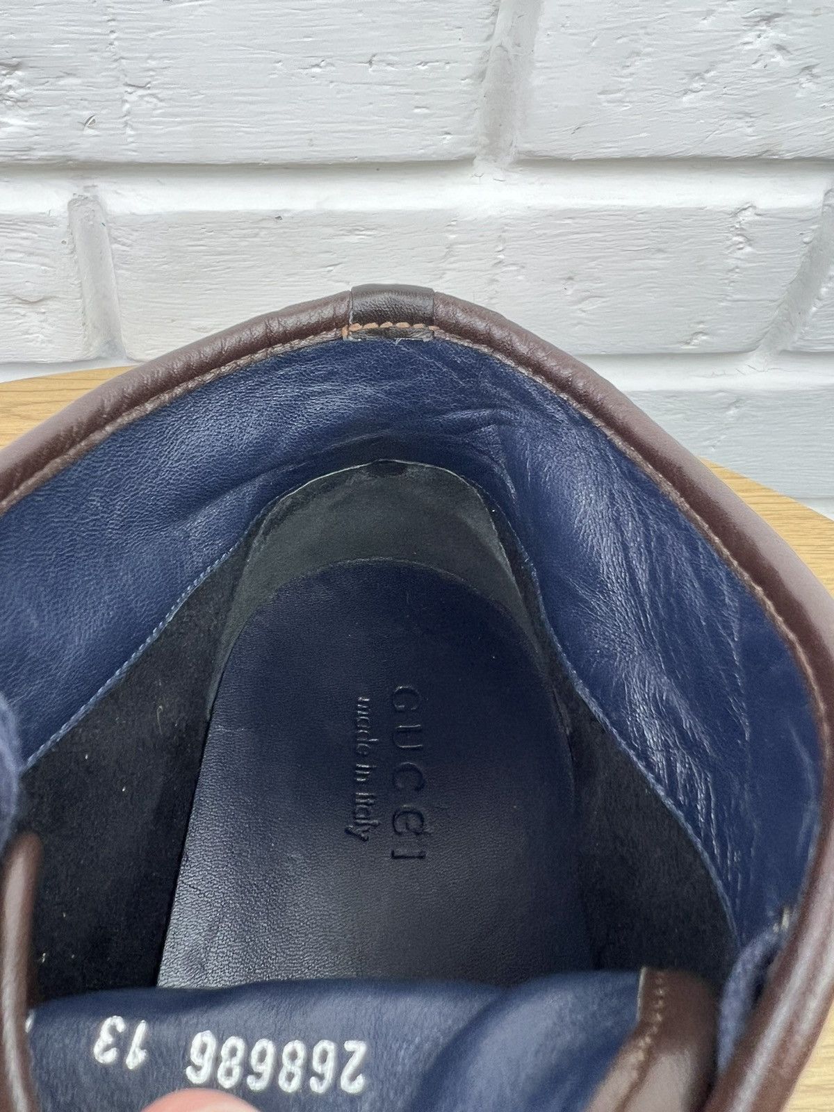 Gucci GUCCI Sneakers Hi Top Leather Shoes Diamante Monogram Size US 13 / EU 46 - 12 Thumbnail