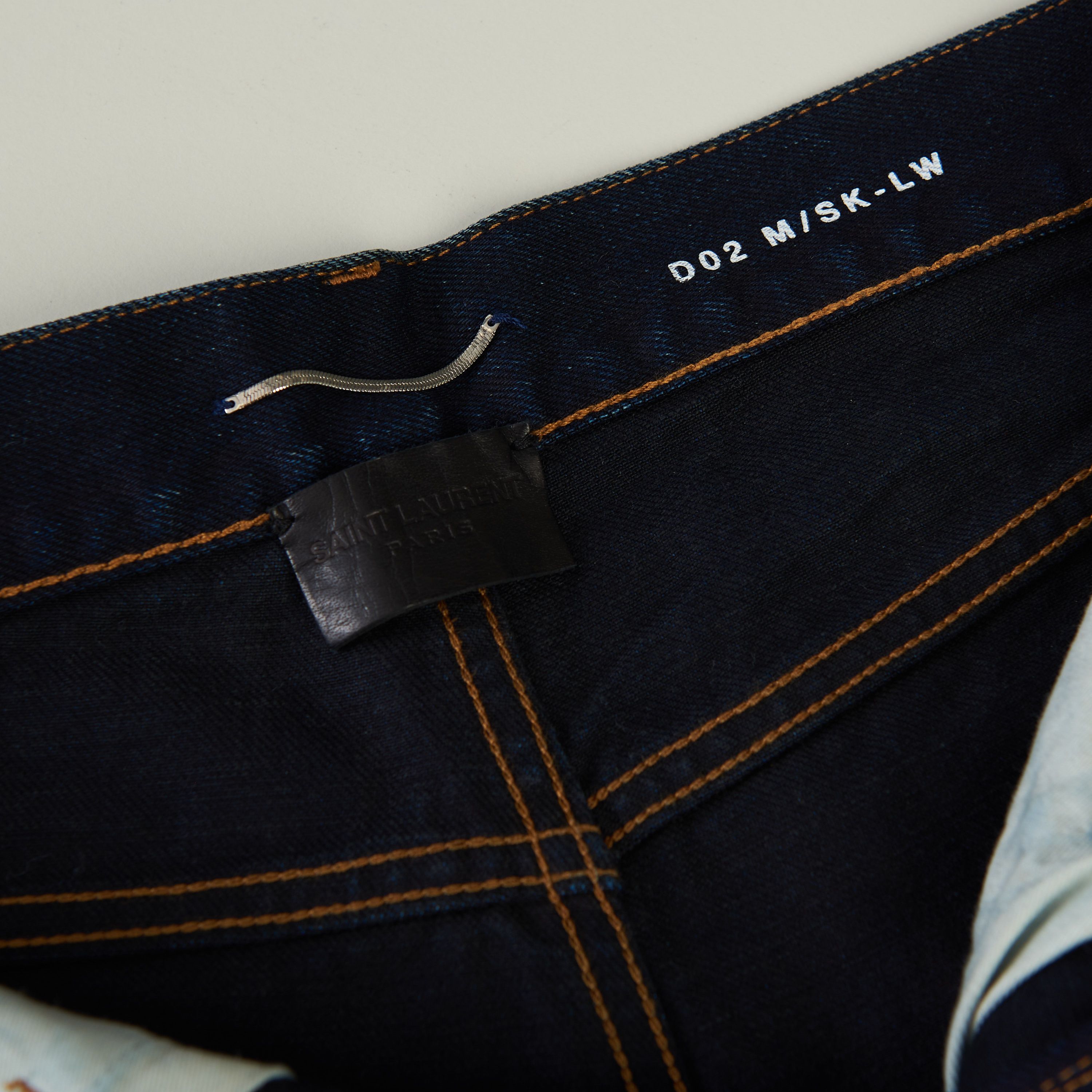 Saint Laurent Paris Dark Blue Stretch Cotton Jeans - Skinny-Fit, Low Waist Size US 29 - 10 Thumbnail