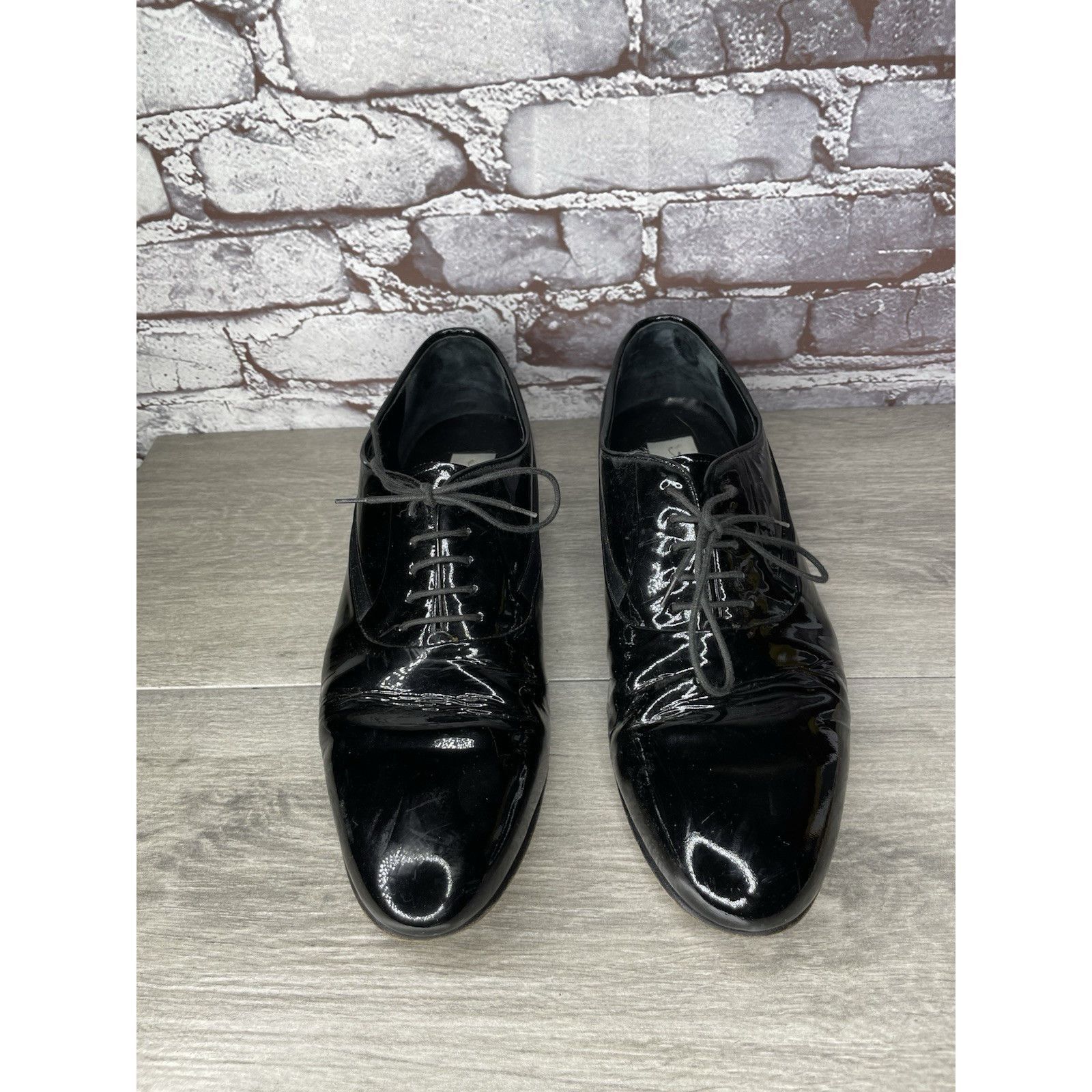Mezlan Mezlan Broadway Black Patent Leather Tuxedo Oxfords Dress Sh Size US 11 / EU 44 - 18 Thumbnail