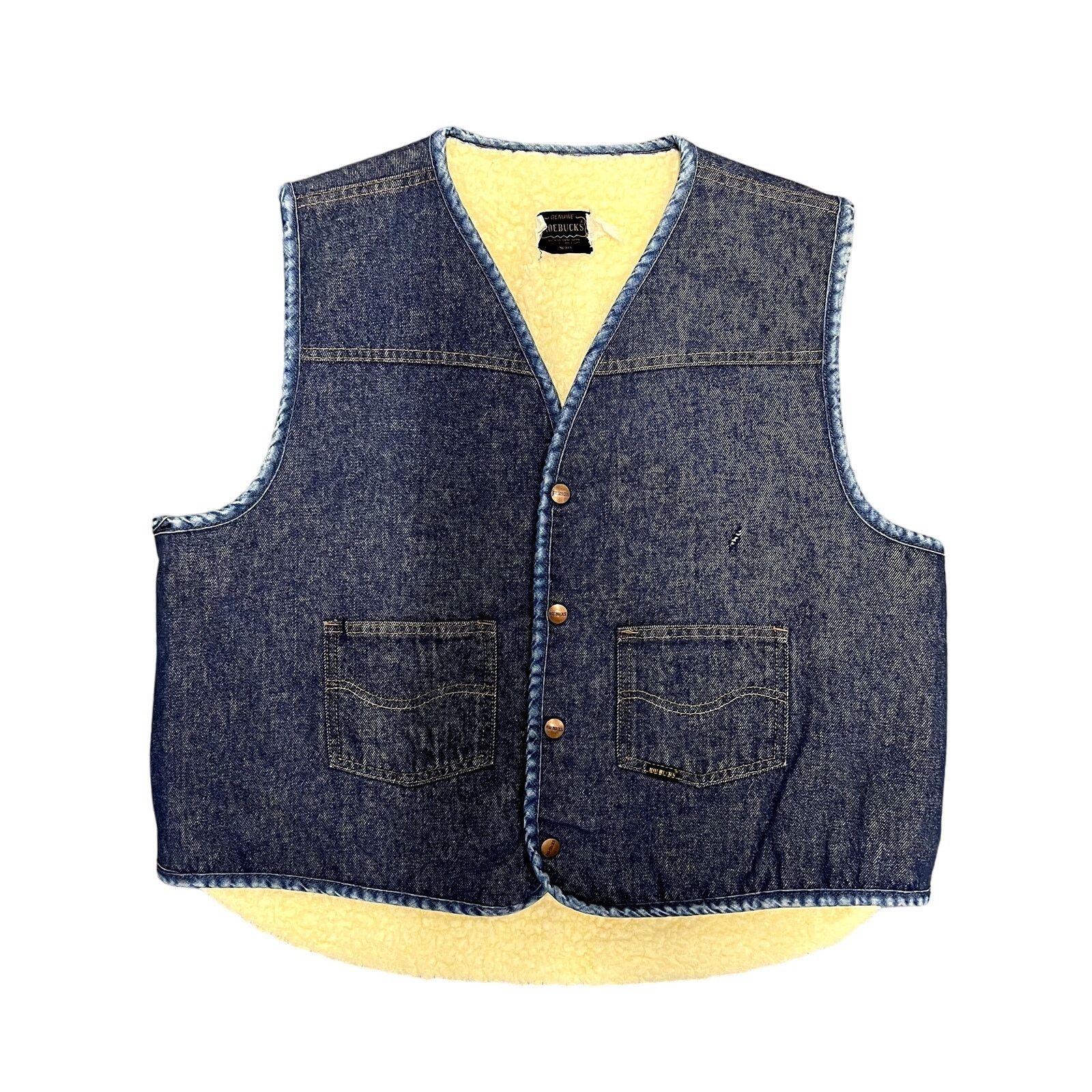 Vintage Vintage Roebucks Sherpa Lined Denim Vest Sz XL Size US XL / EU 56 / 4 - 1 Thumbnail