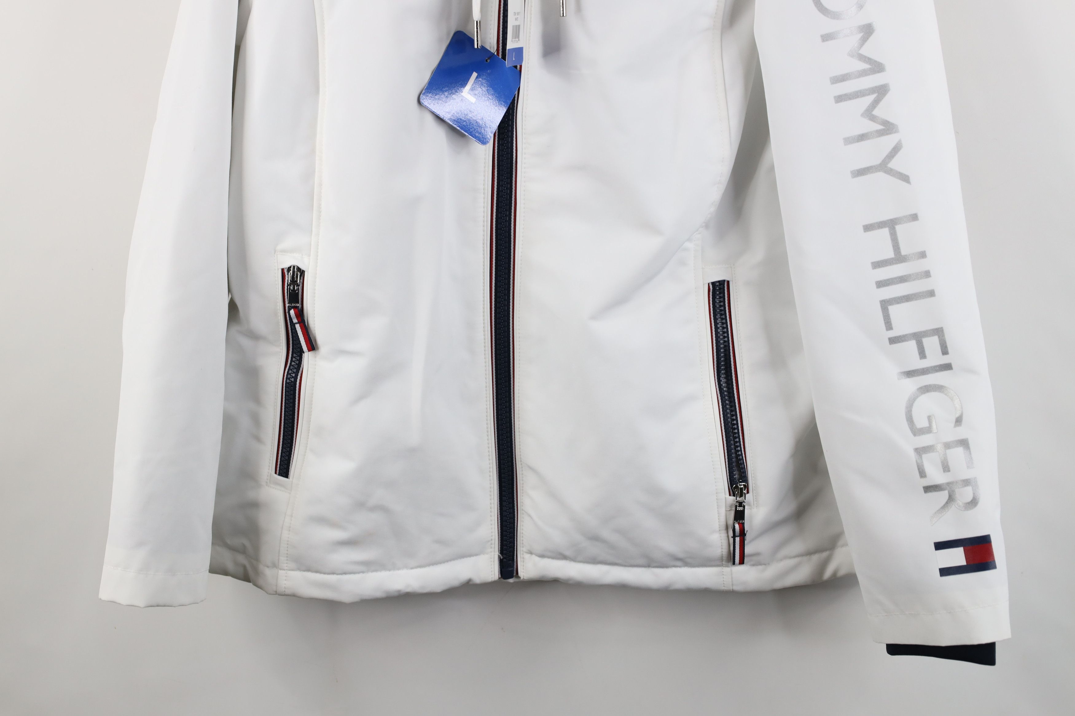 Tommy Hilfiger New Tommy Hilfiger Fleece Lined Full Zip Hooded Jacket White Size L / US 10 / IT 46 - 3 Thumbnail