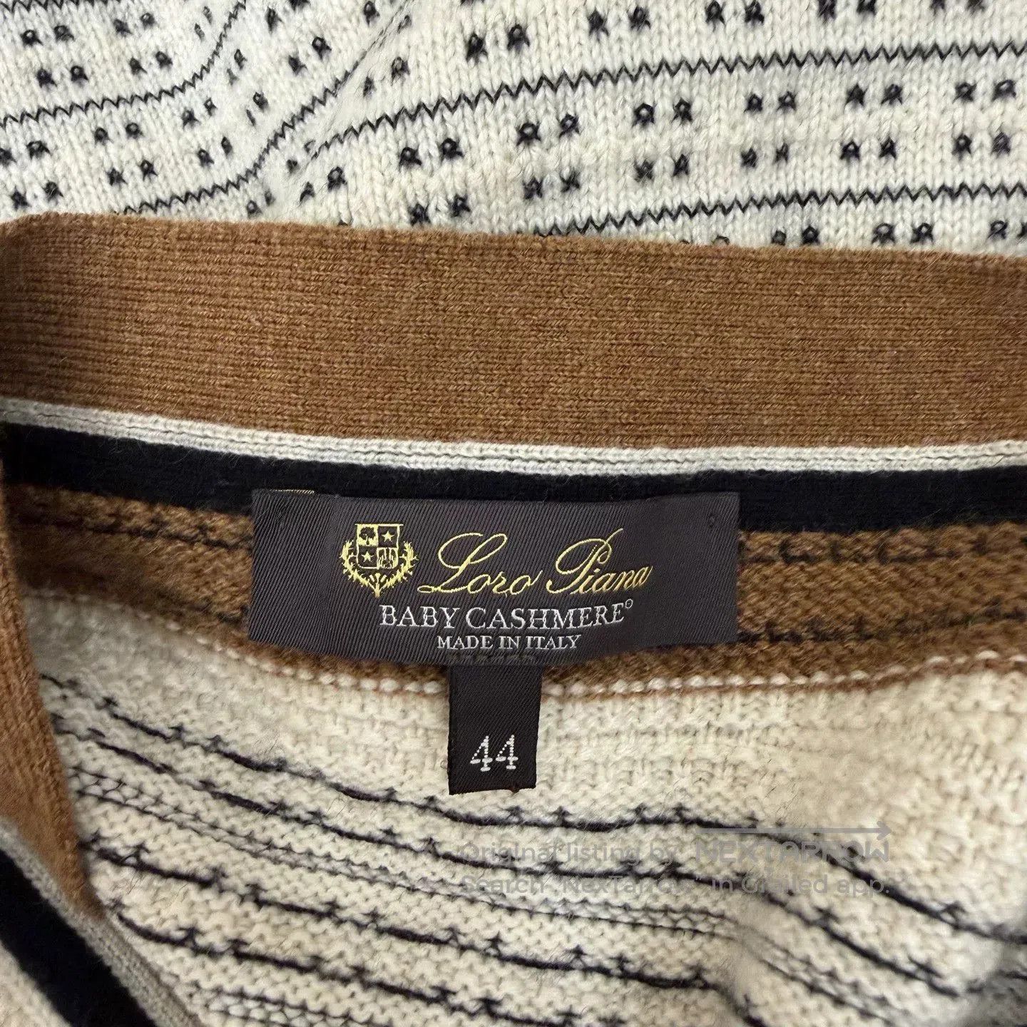 Loro Piana Loro Piana Beige Stripe Cashmere Cardigan. Size US L / EU 52-54 / 3 - 4 Thumbnail