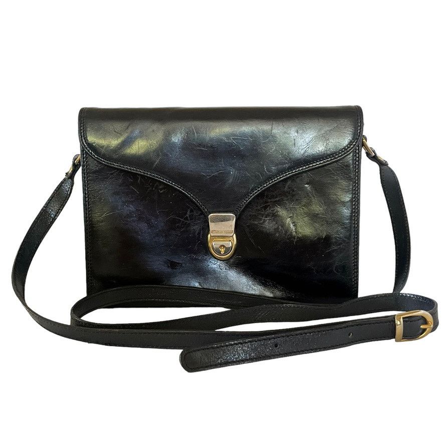 Nordstrom × Vintage Vintage Nordstrom Black Leather Box Purse Crossbody Handbag Size ONE SIZE - 13 Thumbnail