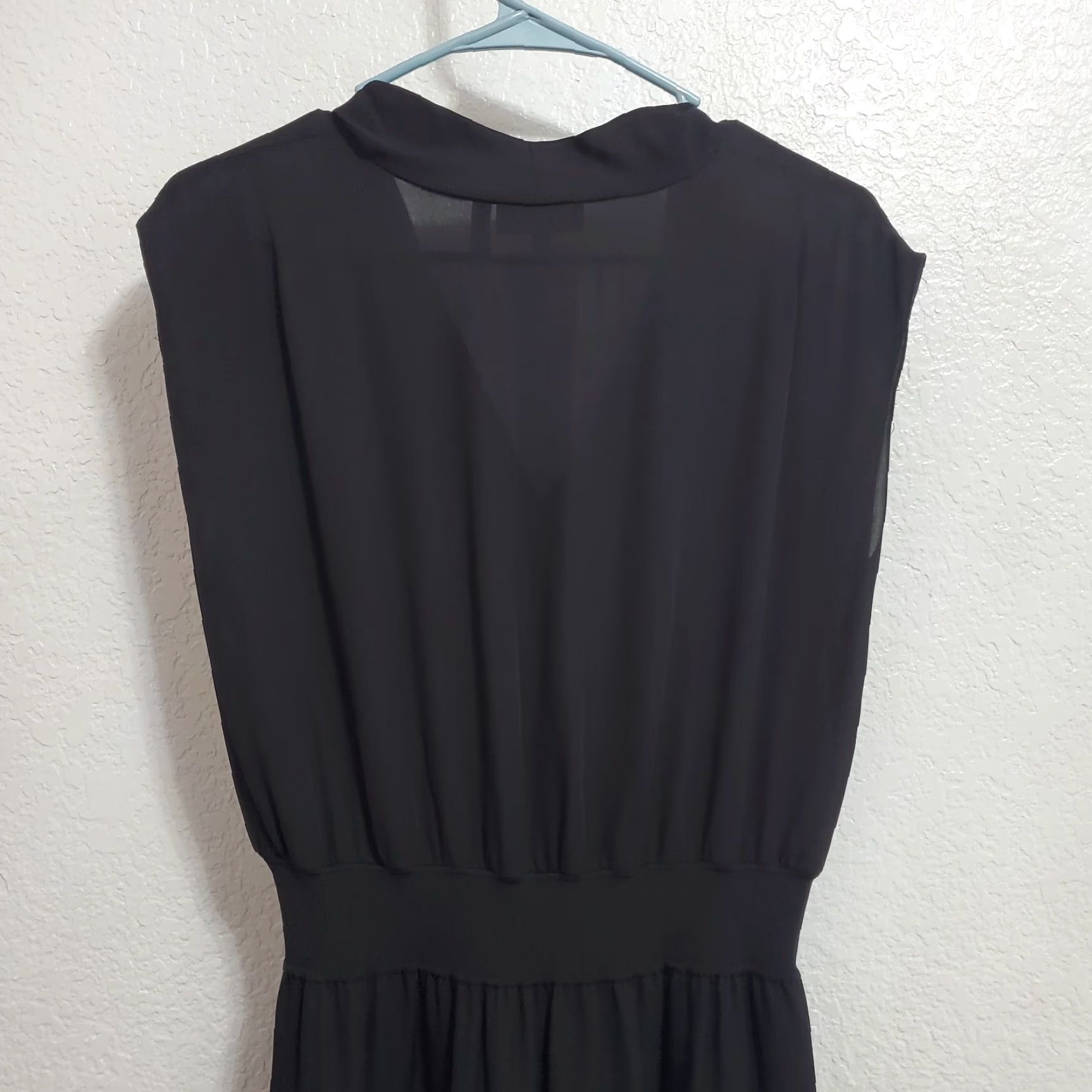 Theory THEORY Midi Dress Women L Black Draped Surplice Short Sleeve 100% Silk Side Slit Pullover Cap Sleeve Blouson A-Line Minimalist Sophisticated Size 36" / US 14 / IT 50 - 7 Thumbnail
