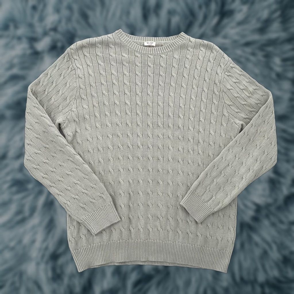 Brandy Melville VINTAGE Brandy Melville John Galt Sweater Womens One Size Green Cable Knit Pullover Regular Fit Crew Neck Knit Cotton Blend Ladies Size ONE SIZE - 1 Thumbnail