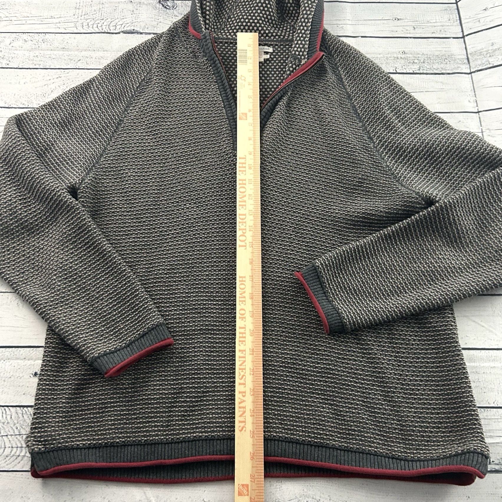 Carbon Carbon 2 Cobalt 1/4 Zip Oslo Textured Knit Hoodie Sweater Men Large Gray Size US L / EU 52-54 / 3 - 2 Thumbnail