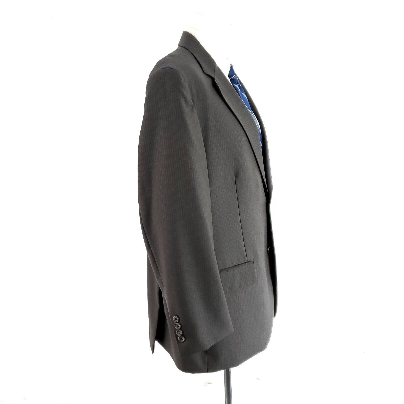 Pronto Uomo Pronto Uomo Wool 2 Button 2 Piece Suit 42R Green Striped Bir Size 42R - 7 Thumbnail