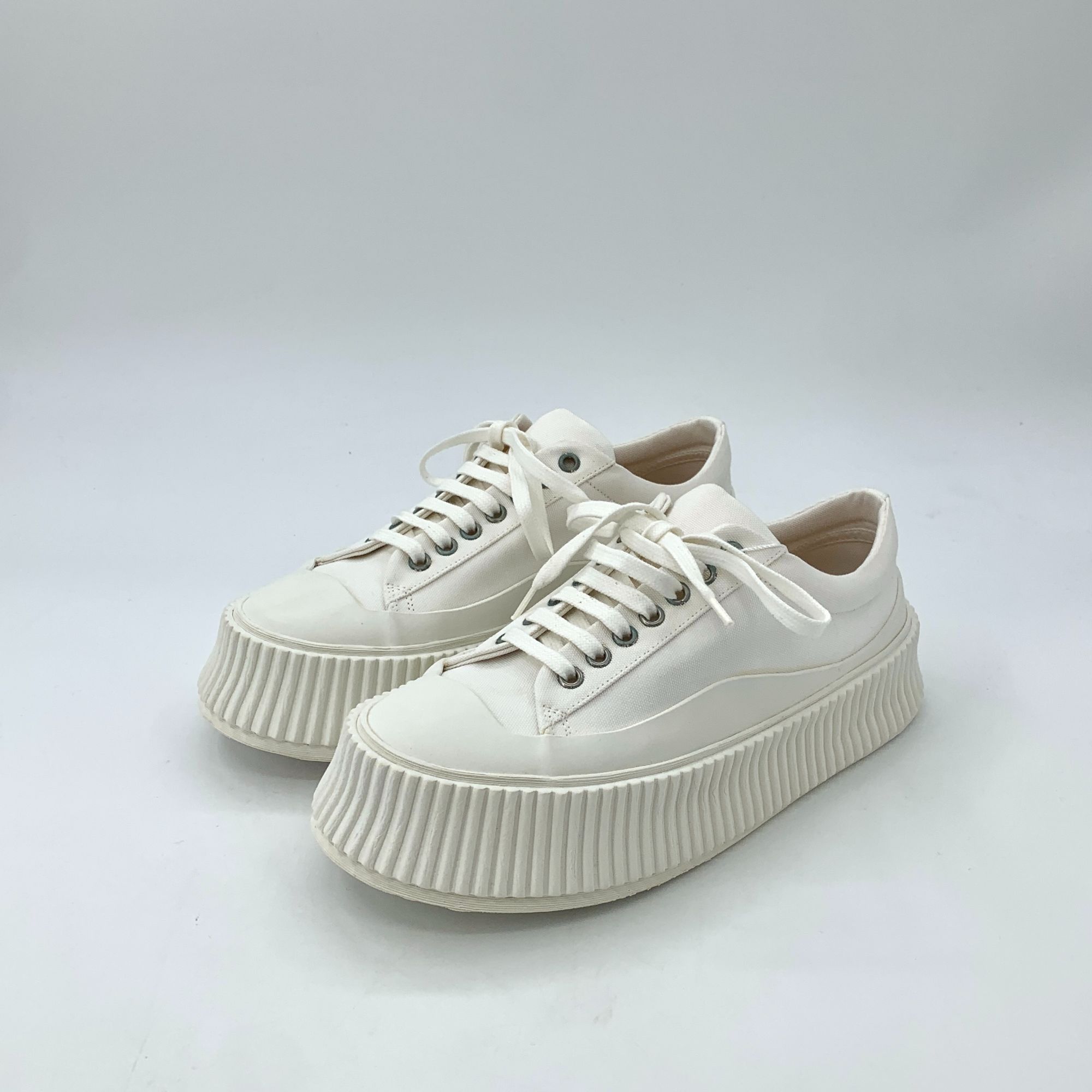 Jil Sander White Leather And Suede Moon Sneakers | Grailed