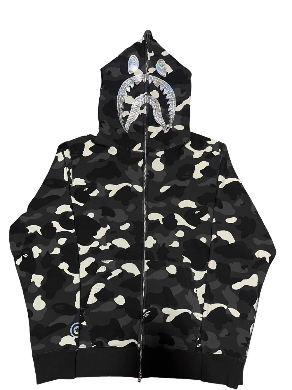 Bape BAPE LAYERED LINE CAMO Shark Full Zip Hoodie a bathing ape