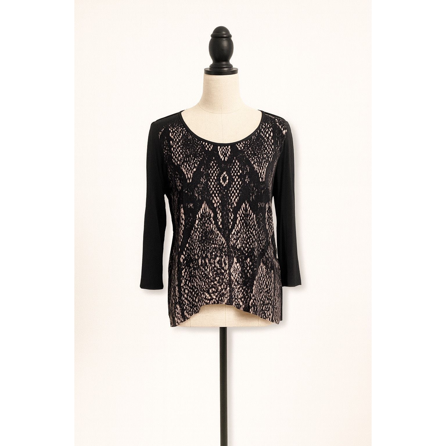 Rebecca Taylor Rebecca Taylor Burnout Velvet Top | Black & Pink | Long Slee Size M / US 6-8 / IT 42-44 - 1 Thumbnail