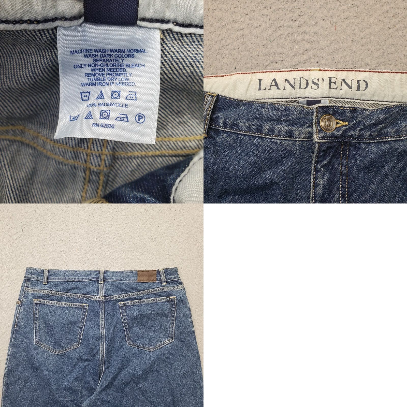 Lands' End Lands' End Jeans Womens 18T Blue Denim Medium Wash Grunge Straight Leg Streetwear Jeans Size 40" / US 18 - 8 Thumbnail