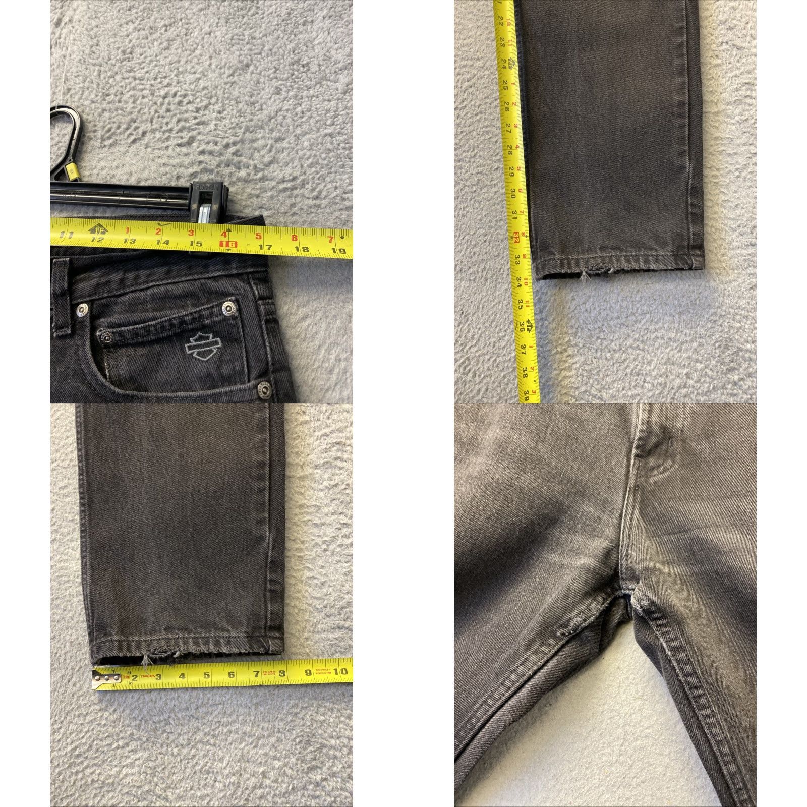 Harley Davidson VINTAGE Harley-Davidson Jeans Mens 34x34 Black Denim Straight Leg Jeans Mens Regular 34 Black Harley-Davidson Logo Biker USA 5-Pocket Denim Jeans Size US 34 / EU 50 - 8 Thumbnail