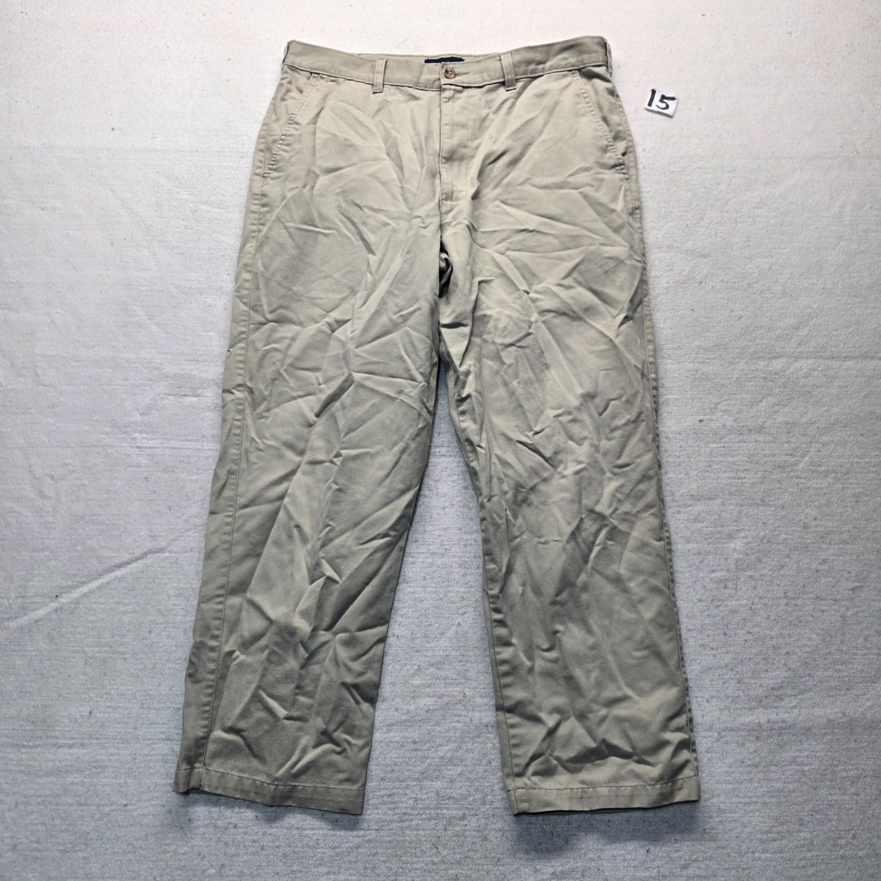 Vintage VINTAGE Puritan Khaki Chino Pants Men 36x29 Beige Cotton Polyester Belt Loops Pleated Front Zip Regular Rise 10-12" Mid 36 Inseam 29" Adult Mens Pants Size US 36 / EU 52 - 2 Thumbnail