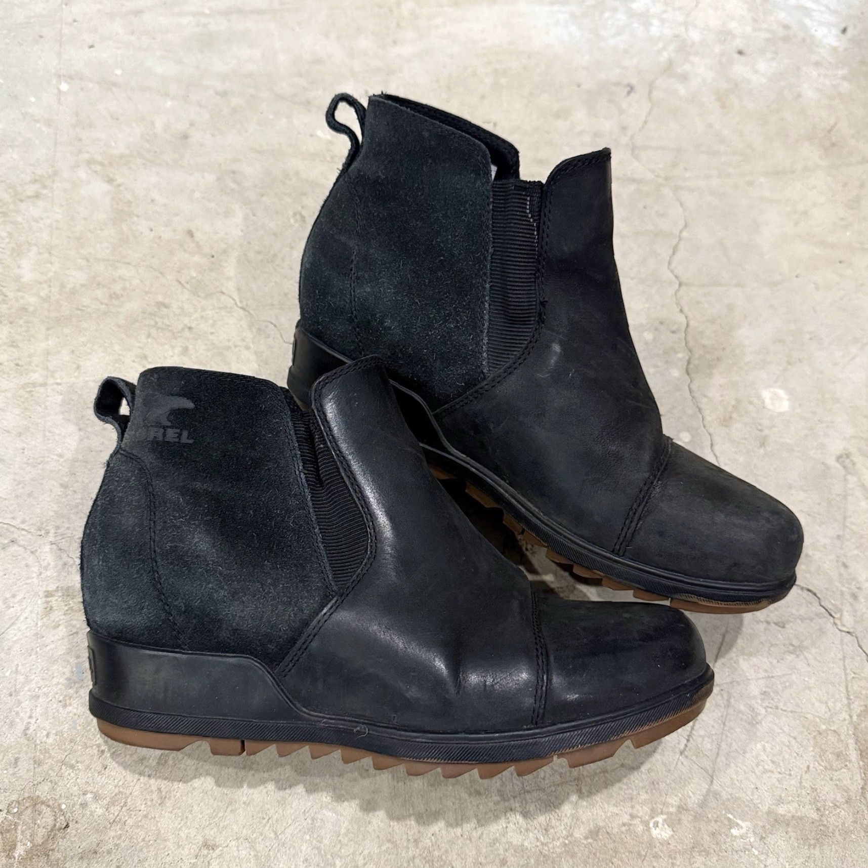 SOREL Sorel Boots Womens 7.5 Evie Chelsea Black Pull On Comfort Wedge Heels NL3816-010 Size US 8 / IT 38 - 2 Thumbnail