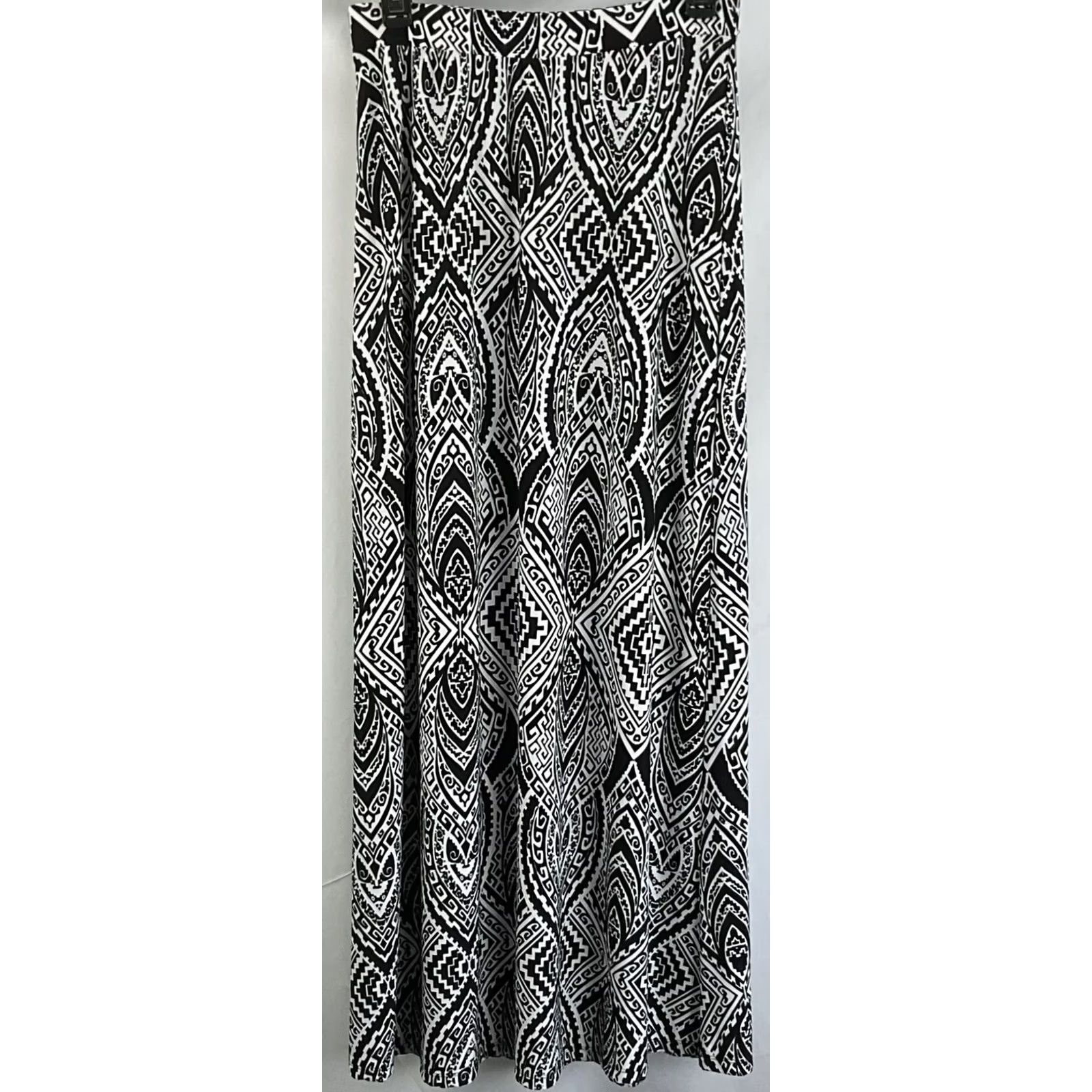 Vintage Cato Maxi Skirt Women's XS Blk/Wht Geometric Elastic Waist Stretch Y2K Size 26" / US 2 / IT 38 - 4 Thumbnail