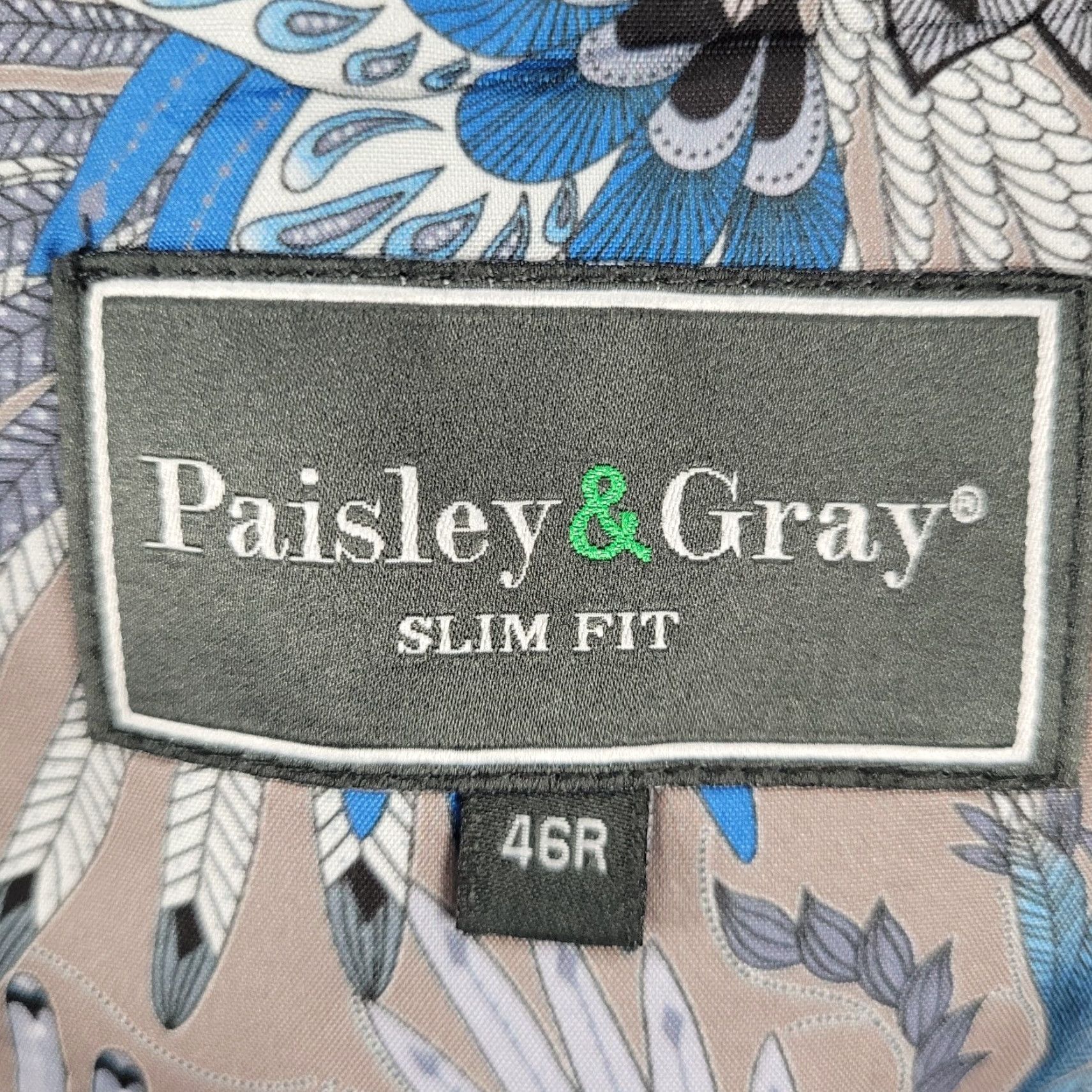 Vintage Paisley & Gray Herringbone Slim Fit Stretch Double Vented Sport Coat Size 46R Size US S / EU 44-46 / 1 - 3 Thumbnail
