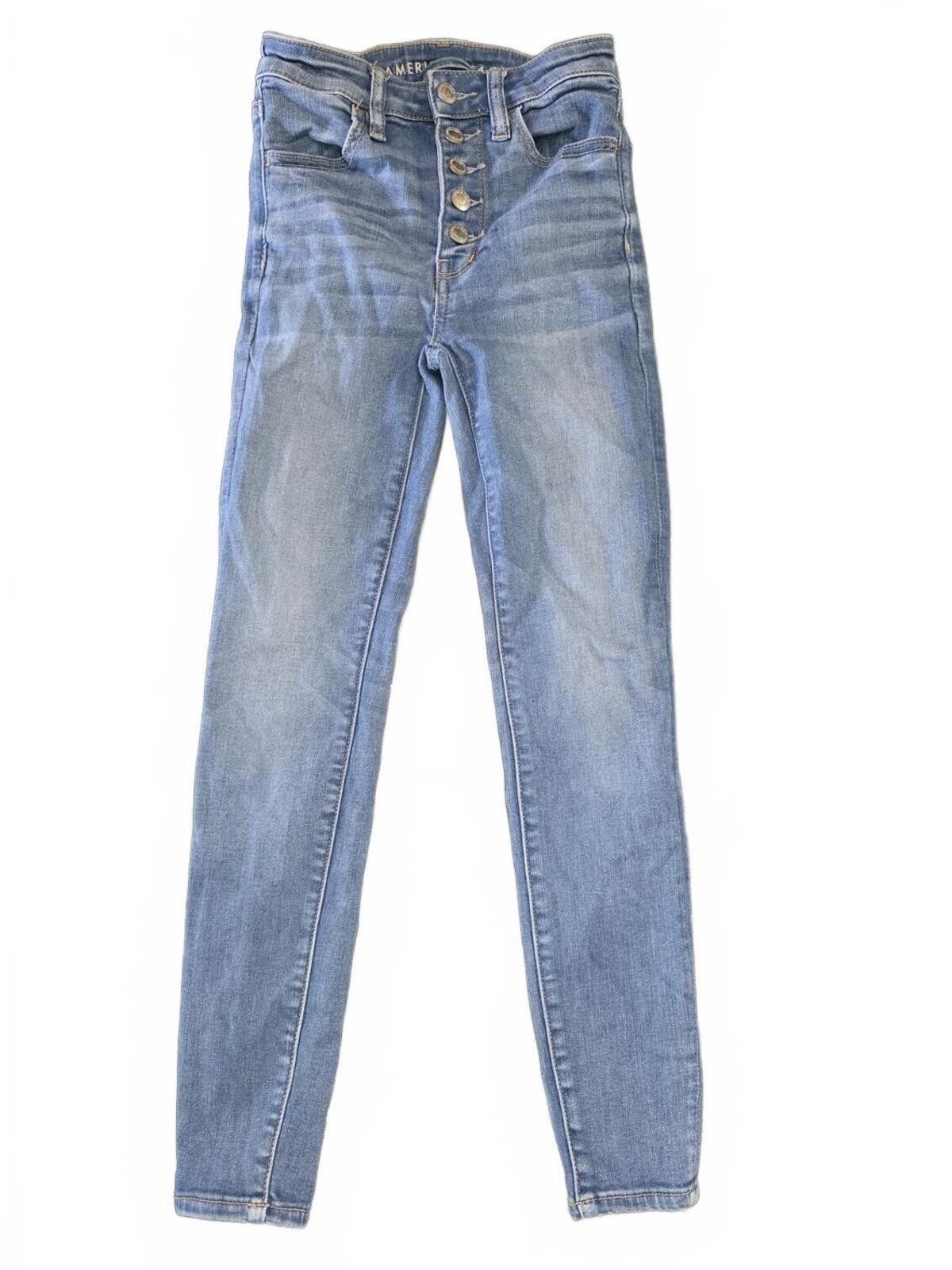 American Eagle Outfitters American Eagle Super High Waist Jegging Light Jeans 00 Short Size 24" / US 00 / IT 34 - 2 Thumbnail