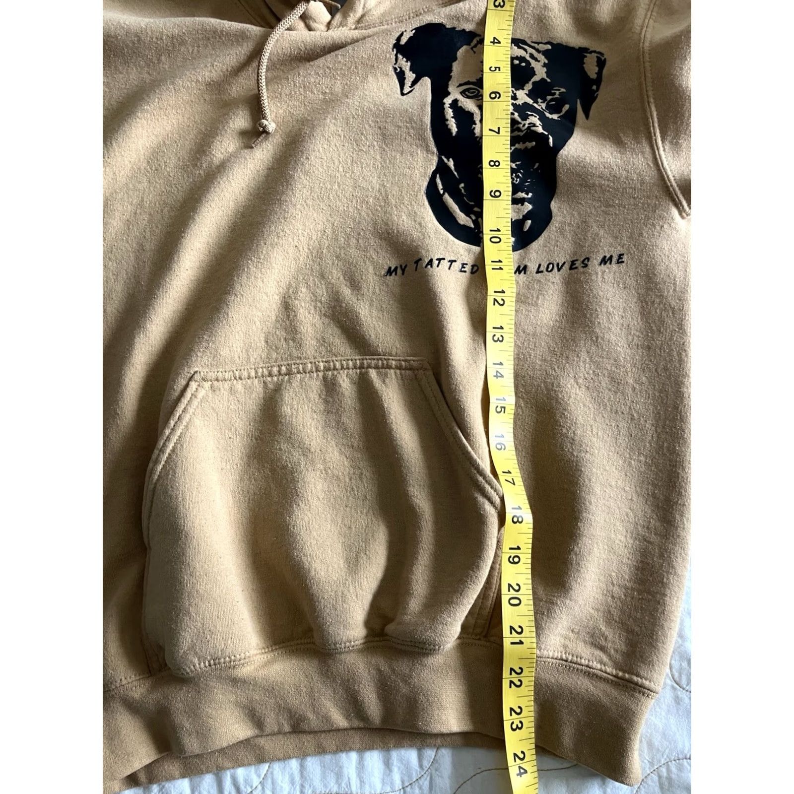 Gildan Gildan Hoodie Sweatshirt Womens S Yellow Graphic Dog My Tatted Mom Loves Me Size S / US 4 / IT 40 - 6 Thumbnail