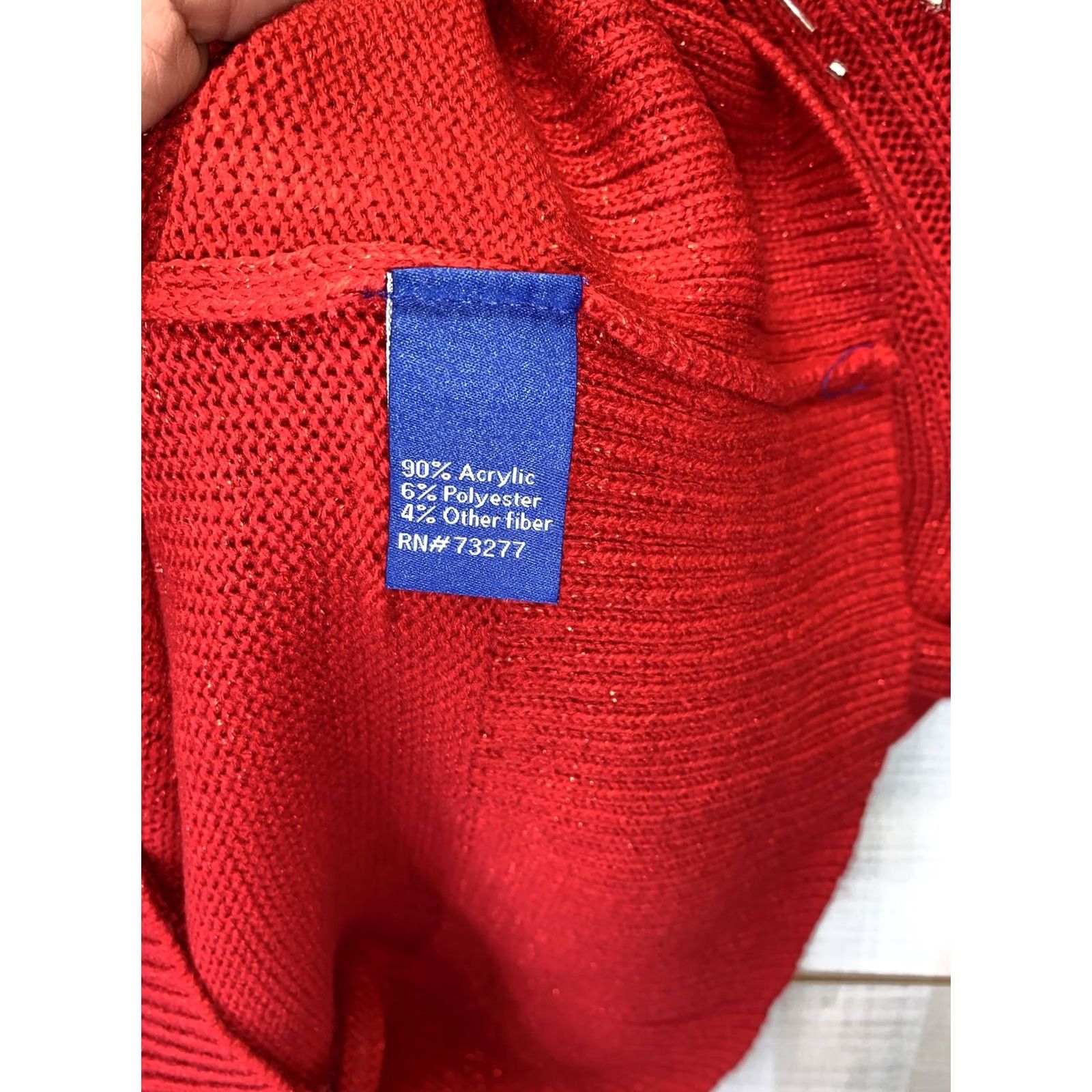 Apt. 9 Apt. 9 Women’s XS Red Silver Beaded Collar Knit Sweater NWT Party/Holiday Pullover, Collared, Long Sleeve, Tight-Knit, Knitwear, Fall Winter, Womens Size XS / US 0-2 / IT 36-38 - 4 Thumbnail
