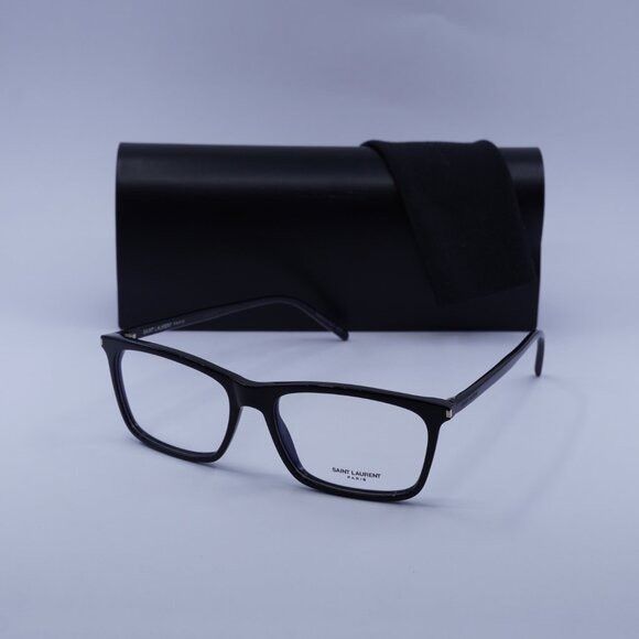 Saint Laurent Paris Saint Laurent SL296 001 Eyeglasses Black 55mm Rectangle Size ONE SIZE - 12 Thumbnail
