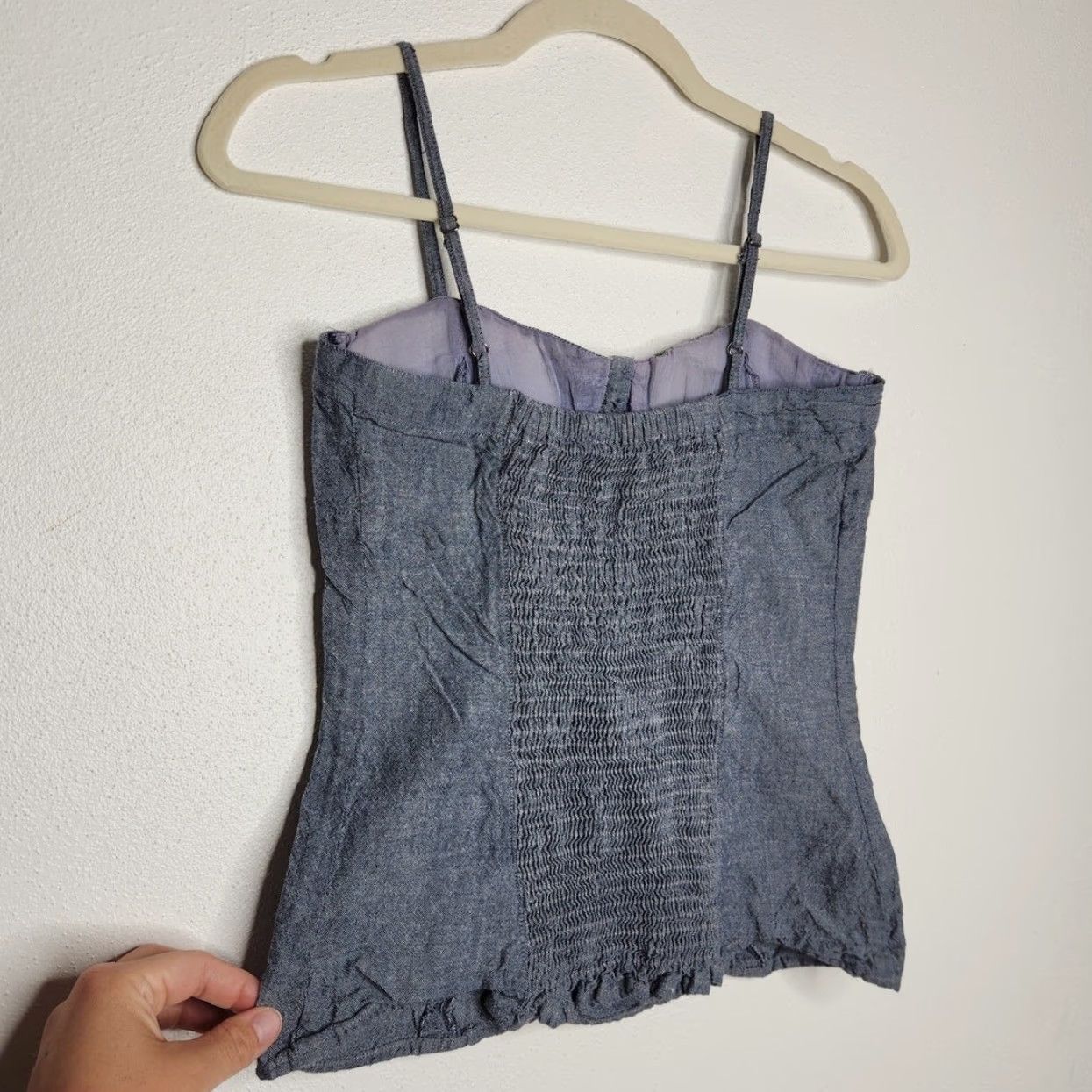 Energie VINTAGE Energie Tank Top Cami Padded Stretch Corset Denim Blue Shirt? Size S / US 4 / IT 40 - 3 Thumbnail