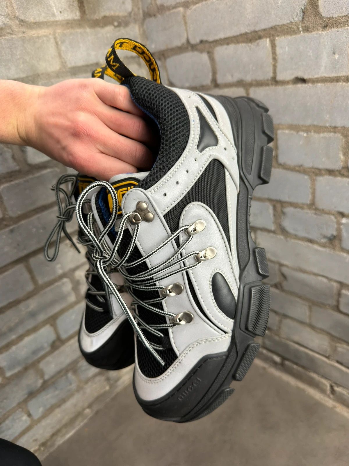 Gucci Gucci Silver Flashtreck sneakers size 43 with box Size US 10 / EU 43 - 10 Thumbnail