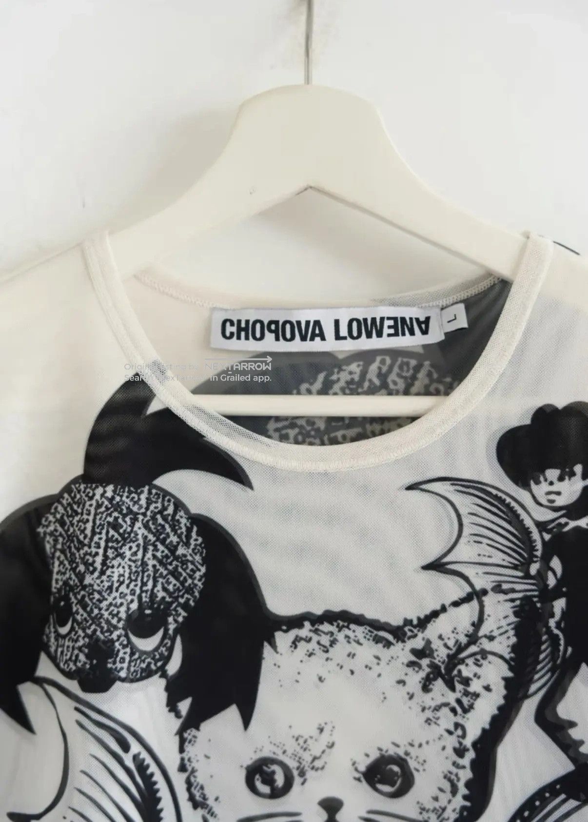 Chopova Lowena Cat Print Short Sleeve T-Shirt Kkkk132608 in White, Women's — image 3 of 6