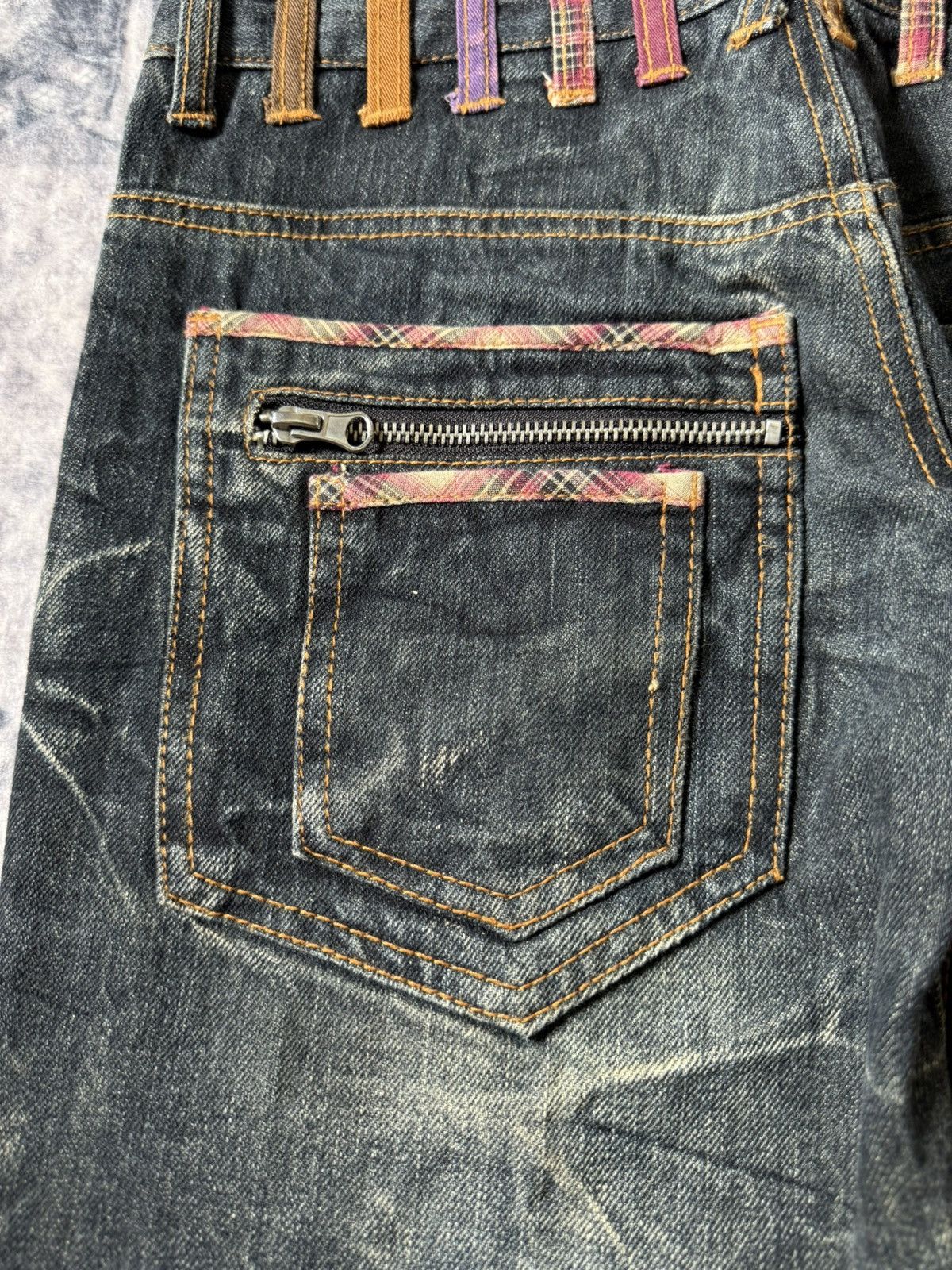 Hysteric Glamour Nylaus Japan Double Waist Cracked Shadow Wash Edgy Jeans Size US 29 - 16 Thumbnail