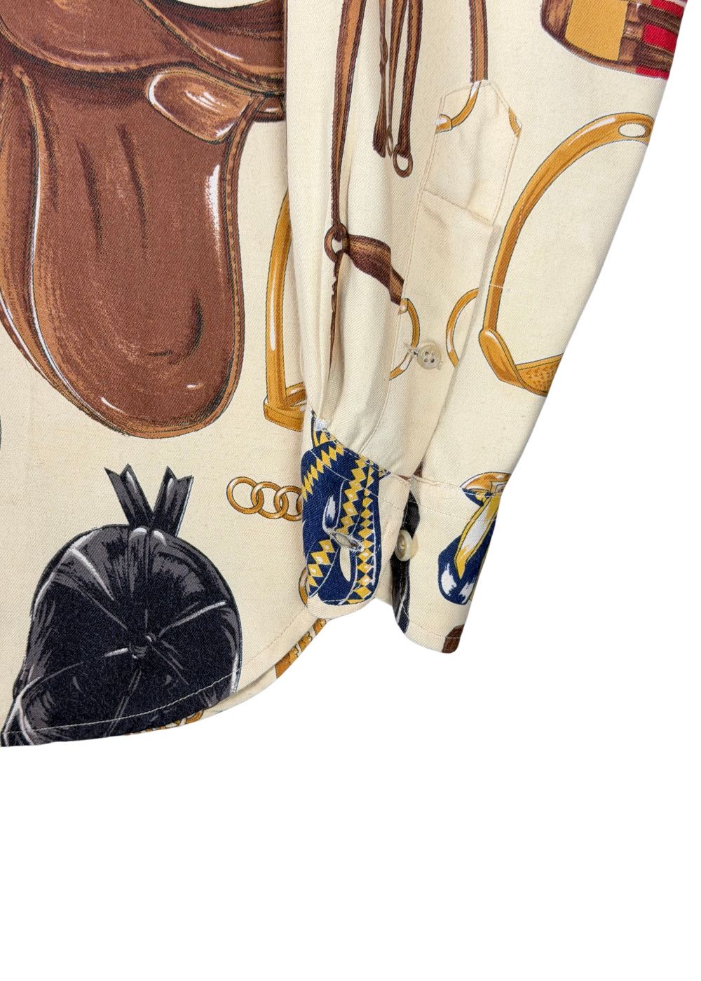 VTG RL Collection Equestrian Print Viscose Shirt image 10