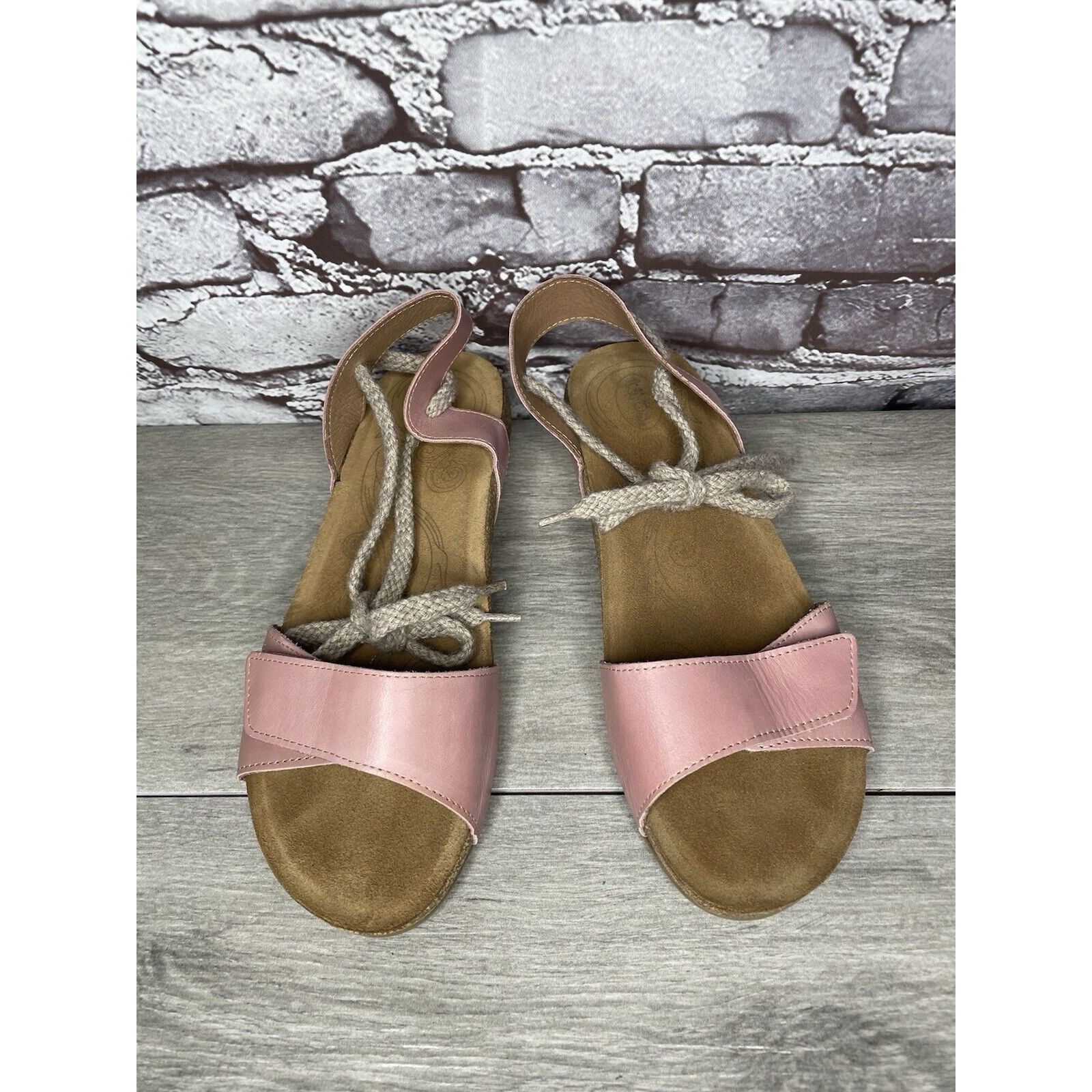 Other TAOS Pink Leather Ankle Lace Strap Cork Wedge Sandals Women Size US 9.5 / IT 39.5 - 18 Thumbnail