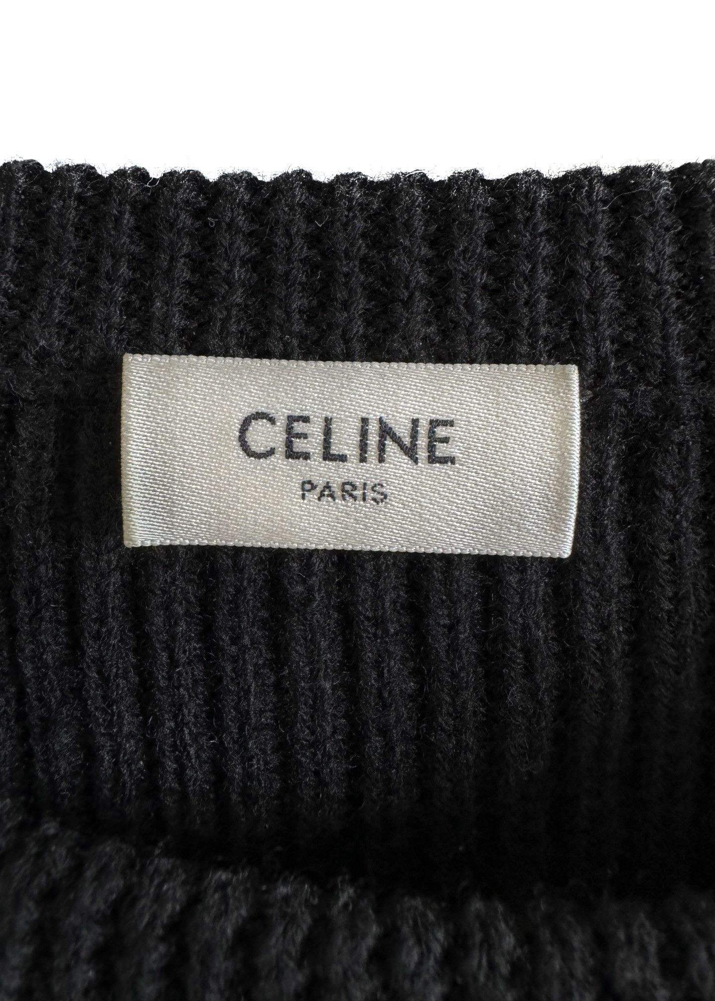 Celine Celine Black Ribbed Wool Triomphe Accent Sweater Size M / US 6-8 / IT 42-44 - 5 Thumbnail