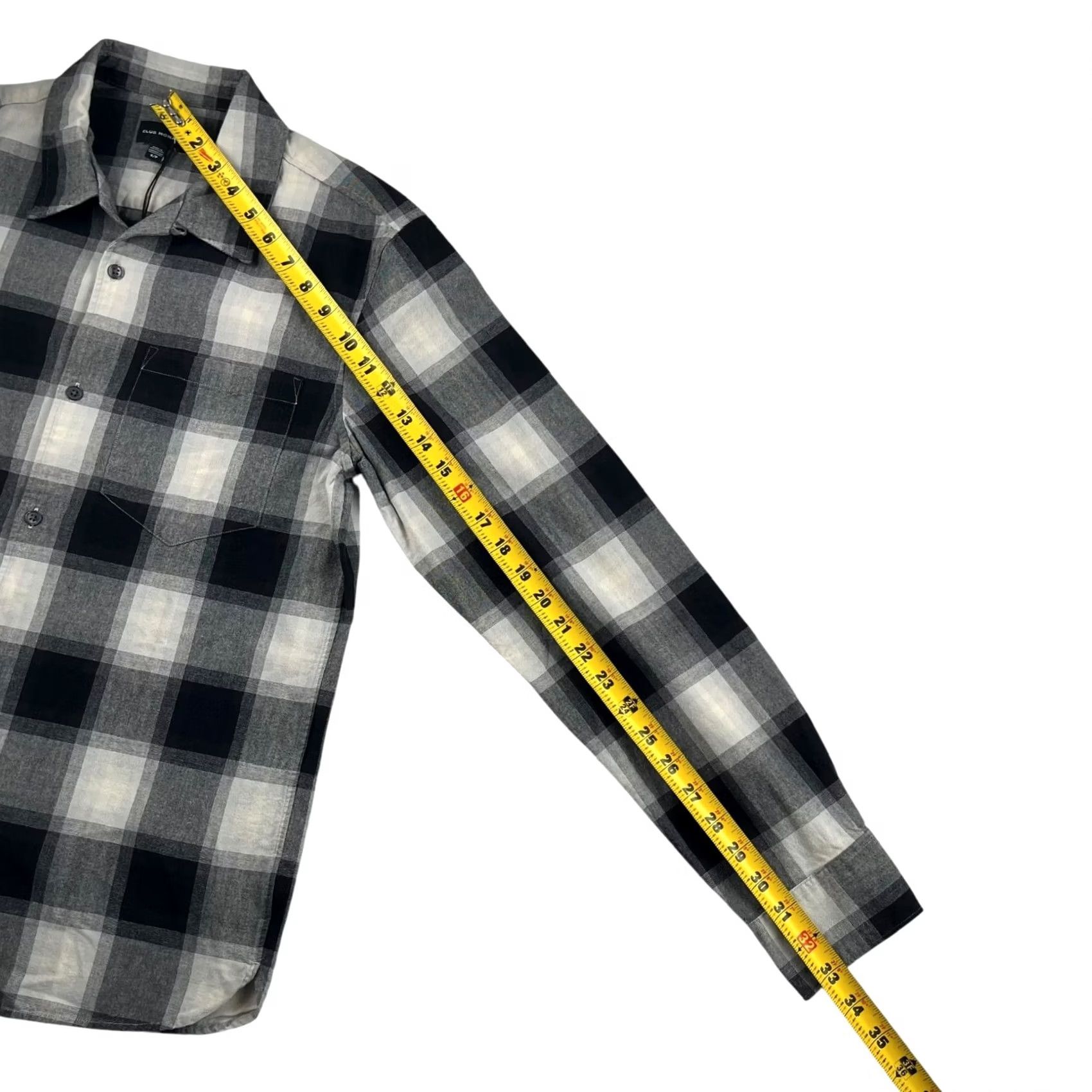 Club Monaco Club Monaco Shirt Button-Down Knit Cotton Black White Check Small Regular Mens Pocketed Button-Up Neck Collared 100% Brand New with Tags Size US S / EU 44-46 / 1 - 6 Thumbnail