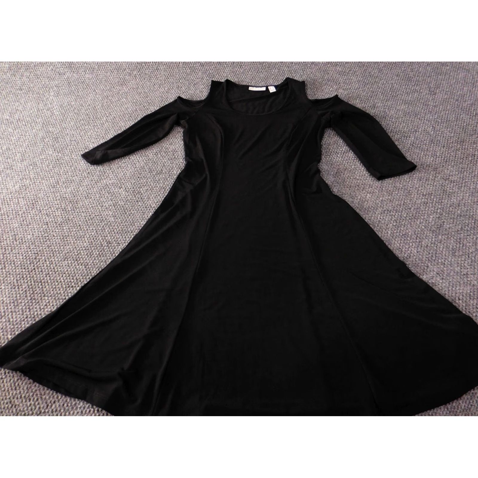 Vintage Susan Graver Dress XS Black A-Line Midi Sundress Stretch Casual Modern Women Size XS / US 0-2 / IT 36-38 - 2 Thumbnail