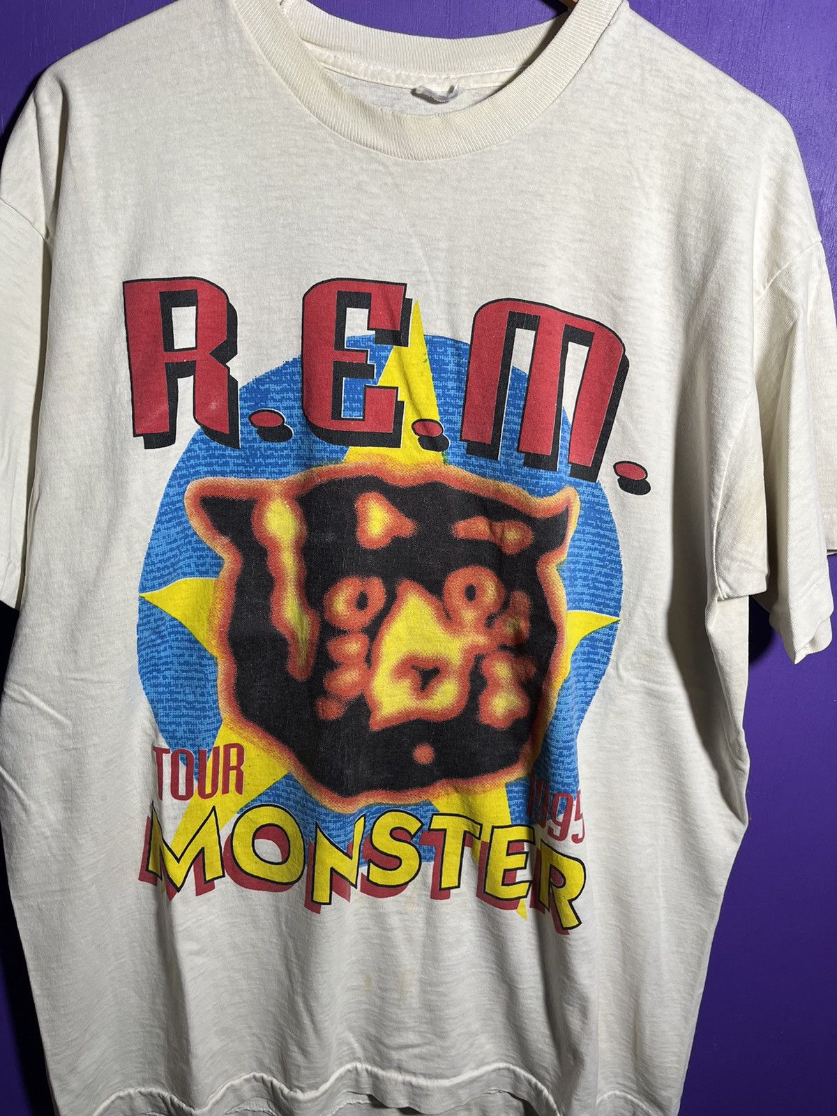Band Tees × Vintage Vintage 1995 REM monster cat face tour t-shirt Size US XL / EU 56 / 4 - 3 Thumbnail