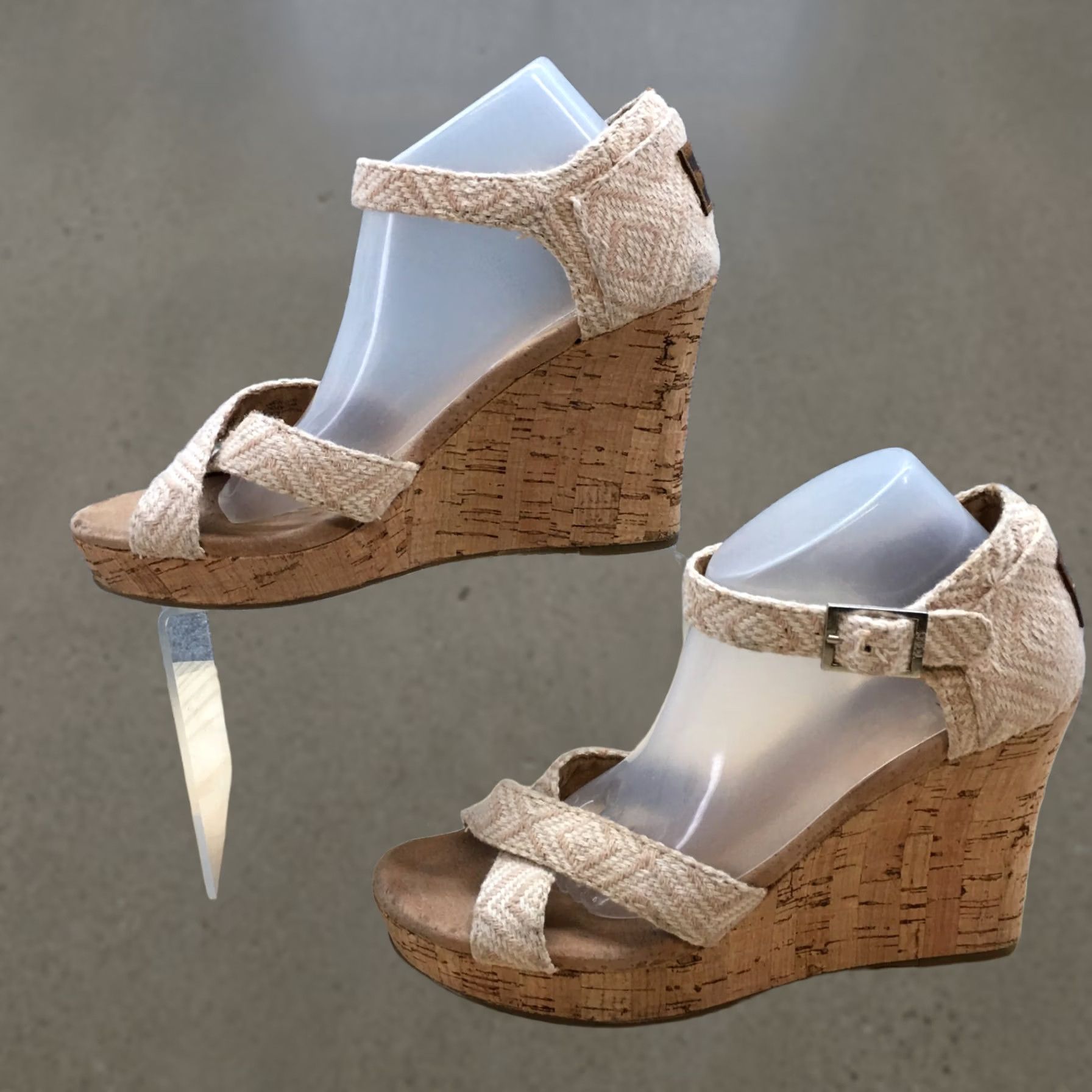 Toms Toms Sandals Women Sienna Ankle Strap Beige Woven Casual Wedge Heels 6.5 301214 Size US 7 / IT 37 - 1 Thumbnail