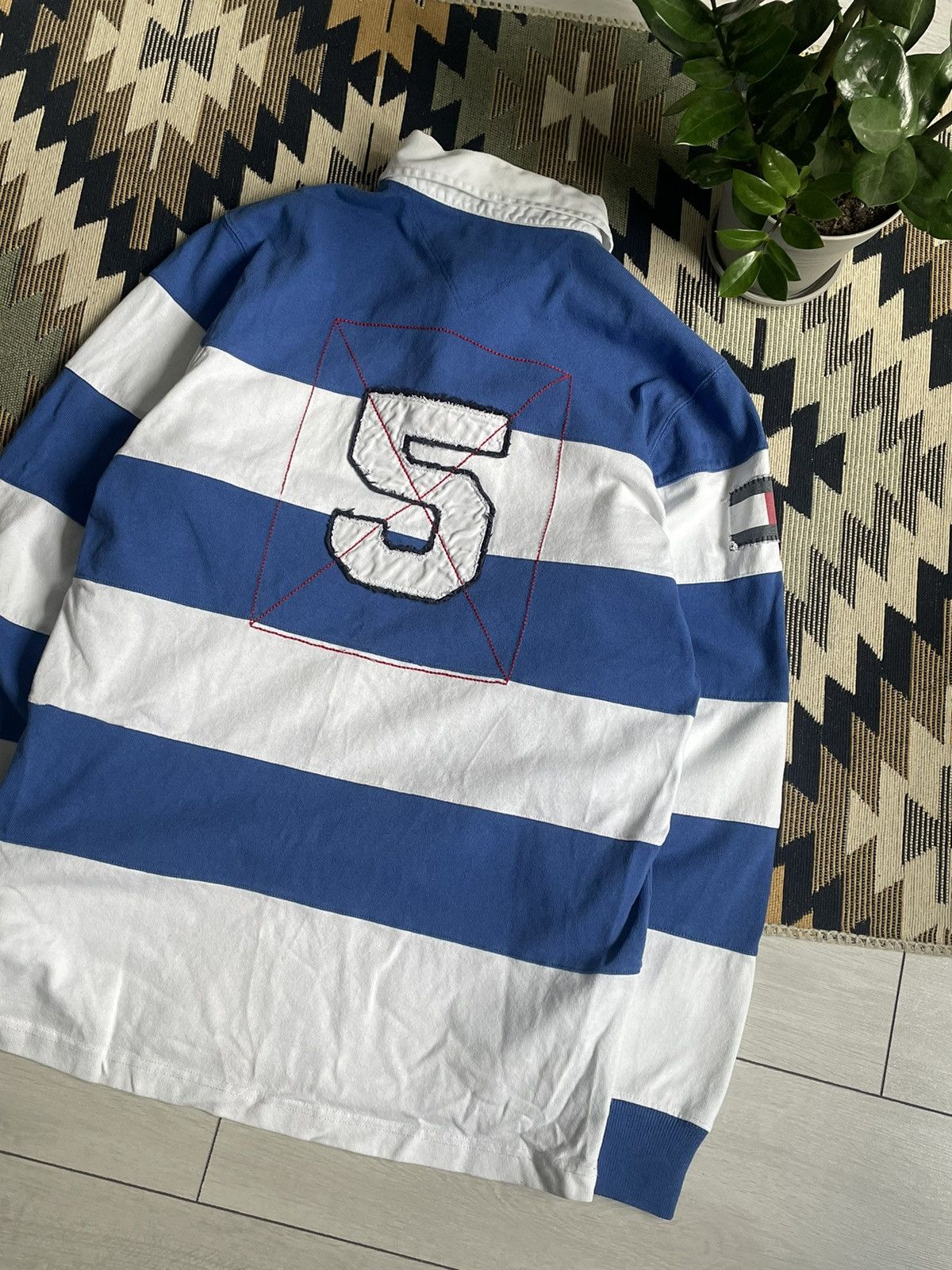 Tommy Hilfiger × Vintage Vintage Tommy Hilfiger #5 Striped Rugby Longsleve Size US L / EU 52-54 / 3 - 8 Thumbnail