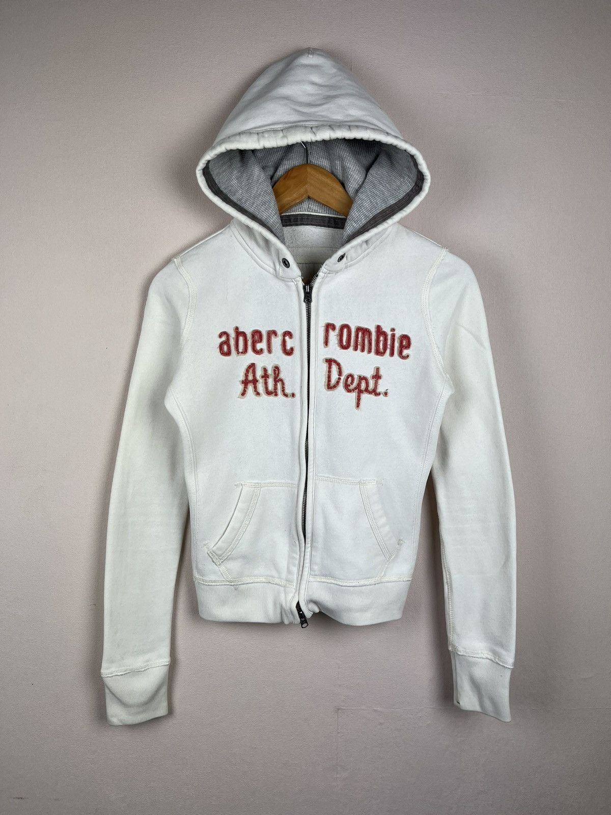 Abercrombie & Fitch Abercrombie & Fitch Y2K Muscle Women's Zip Up Hoodie White Size L / US 10 / IT 46 - 1 Thumbnail