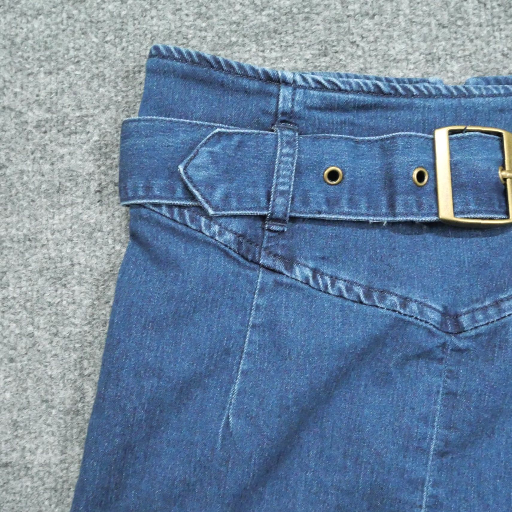 Free People VINTAGE Free People Skirt Womens 0 Blue Denim Belted High Rise Short Mini Stretch Cotton Spandex Casual blue Size 25" / US 0 / IT 36 - 3 Thumbnail