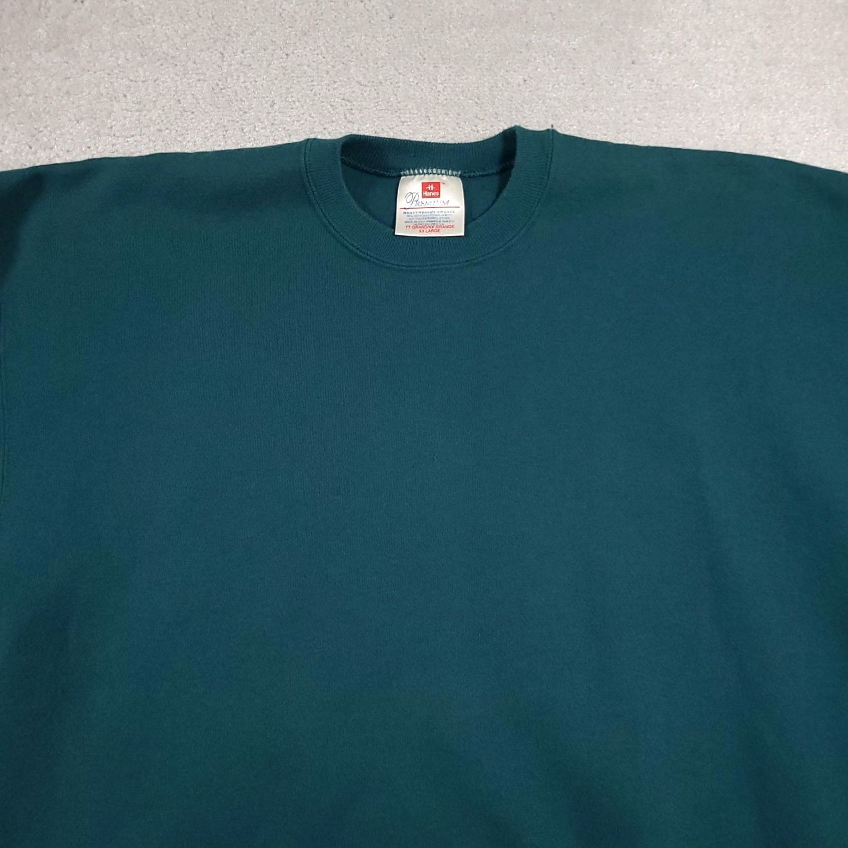 Hanes VINTAGE Hanes Premium Sweatshirt Mens 2XL Crewneck Heavyweight Pullover Classic Green Size US XXL / EU 58 / 5 - 3 Thumbnail