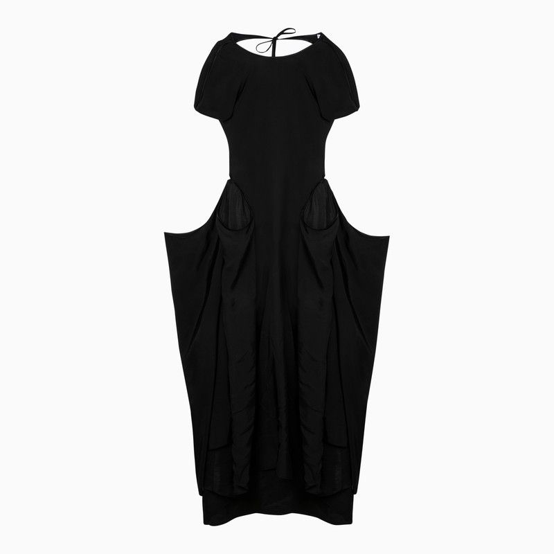 image of Loewe Black Short-Sleeved Dress In Viscose Blend, Women's (Size Medium)