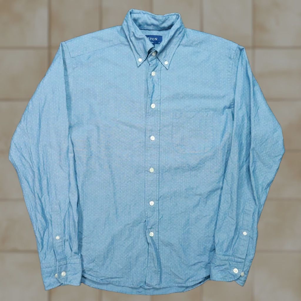 Eton VINTAGE Eton Shirt Mens Medium Blue Slim Fit Polka Dot Long Sleeve Button Up Size US M / EU 48-50 / 2 - 1 Thumbnail