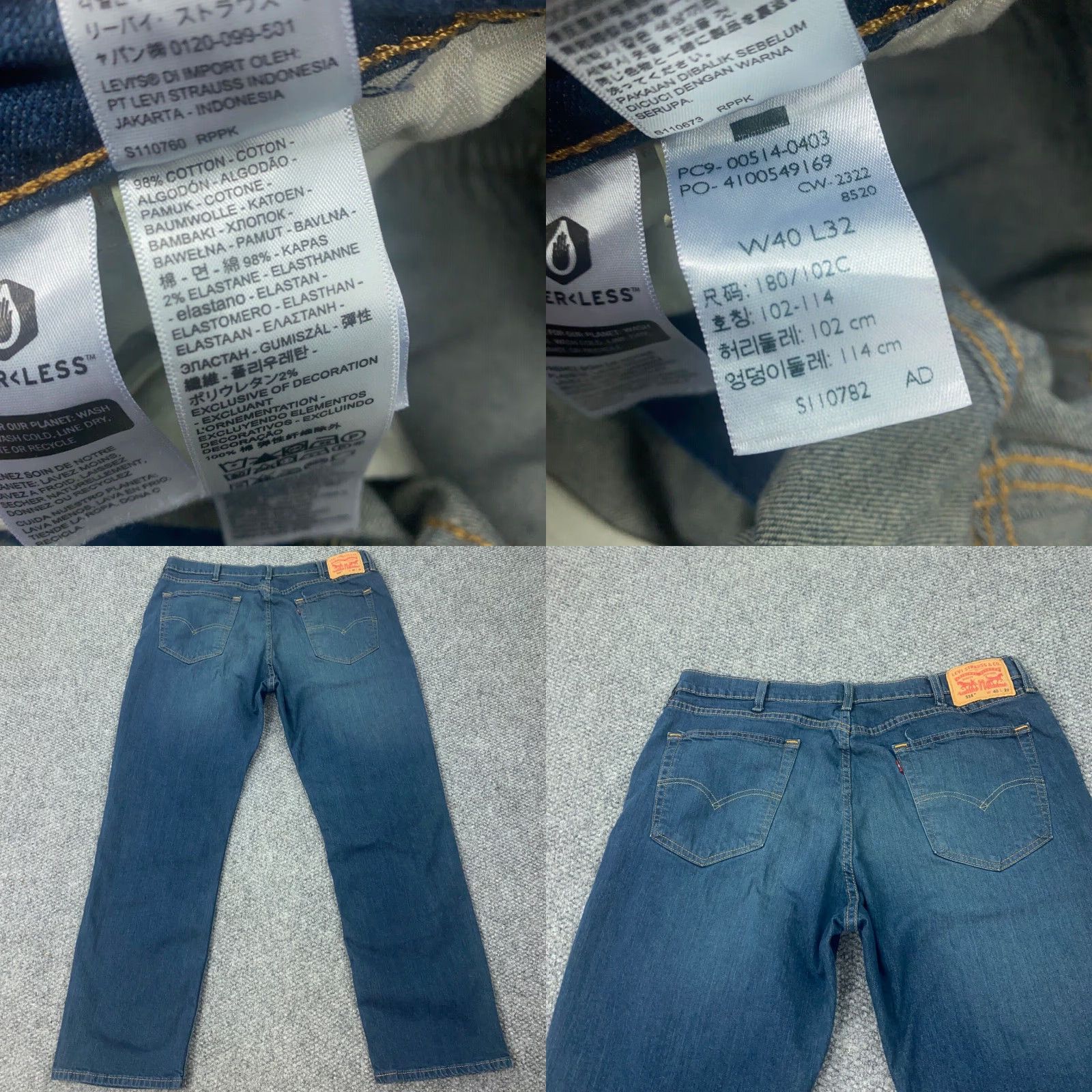 Levi's Levis Jeans 514 Mens Blue 39x31 Straight Stretch Size US 39 - 8 Thumbnail