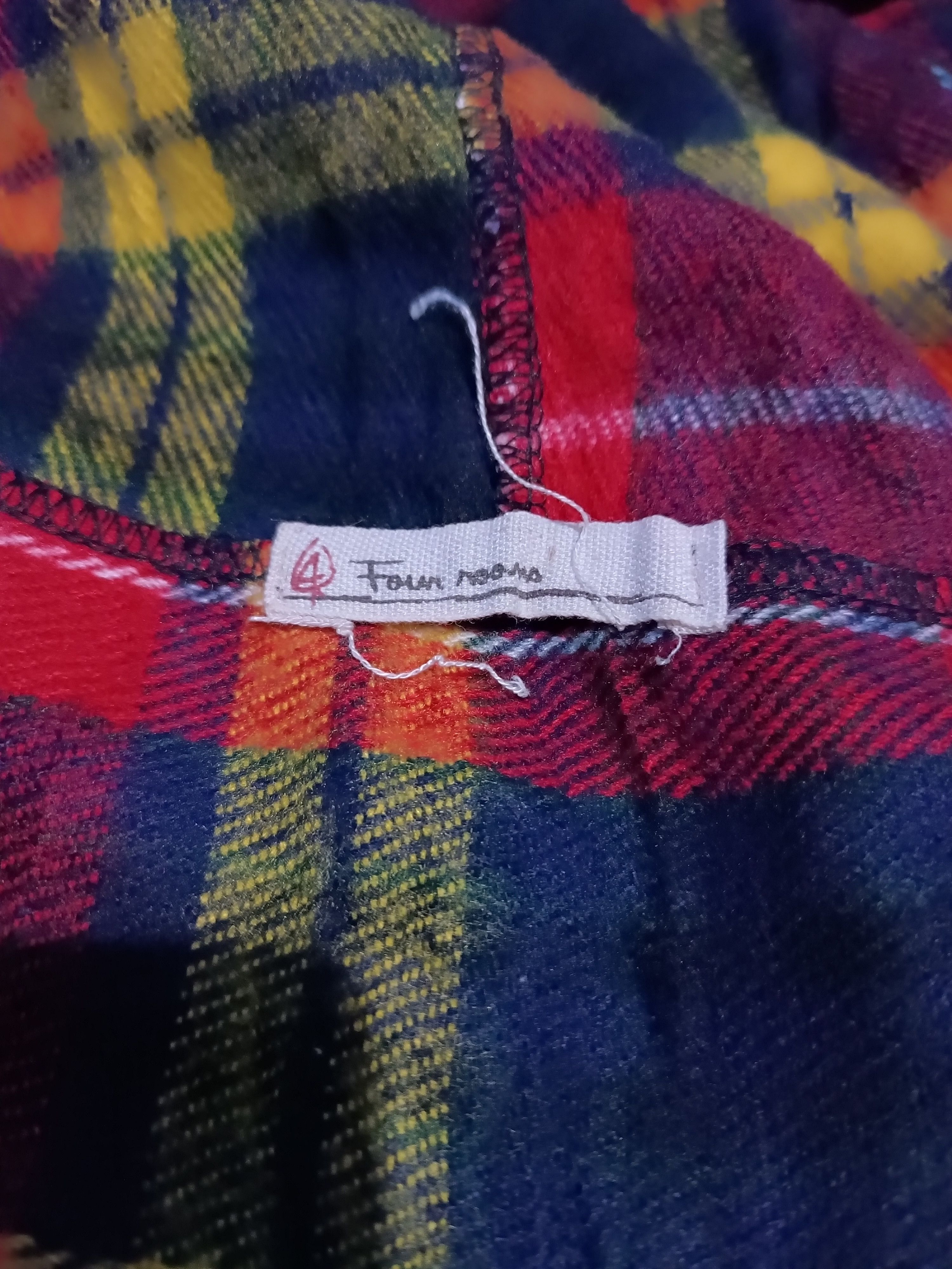 Japanese Brand Wool Blanket Poncho Cape With Hood Rainbow Plaid Size ONE SIZE - 5 Thumbnail
