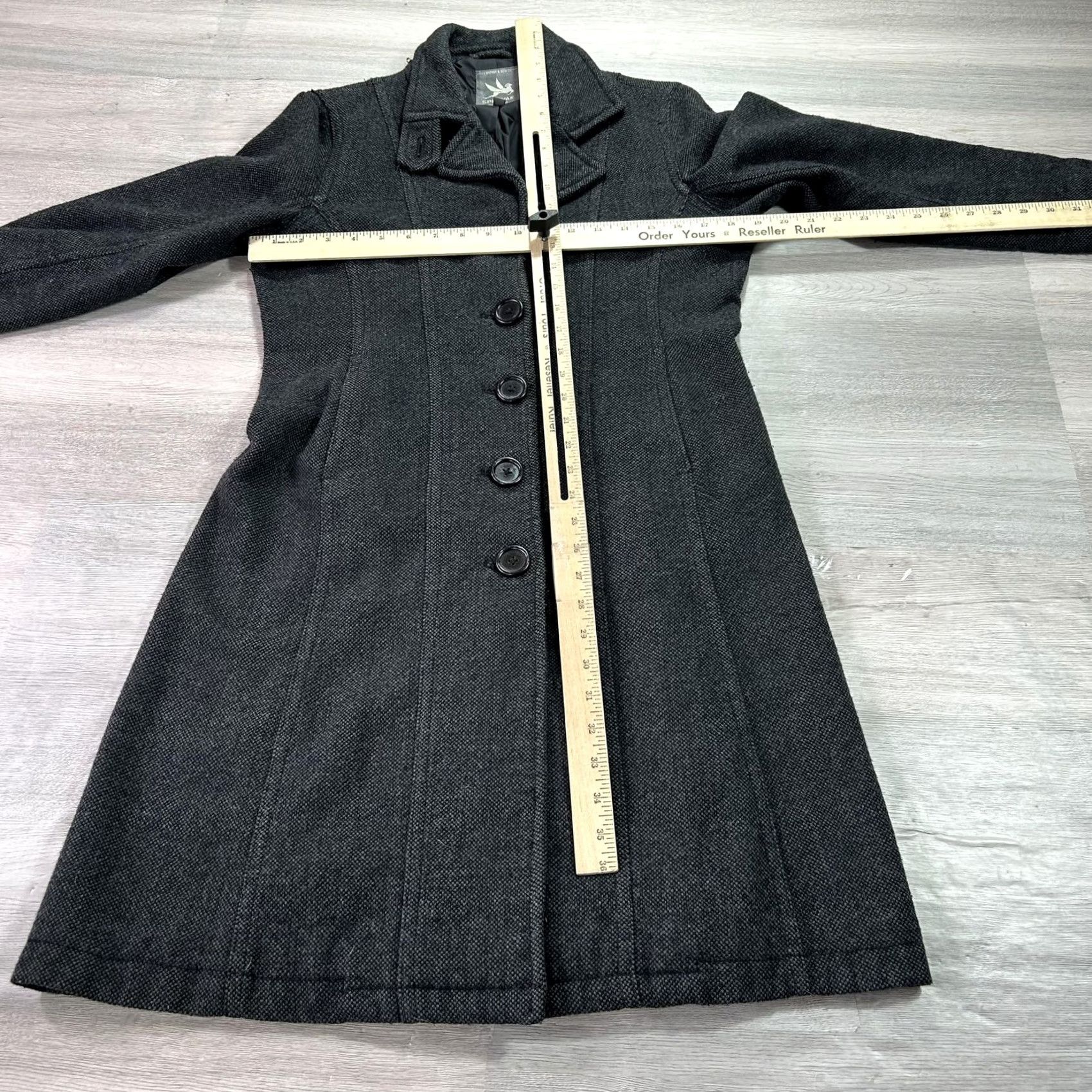 Vintage Spiewak Coat Womens M Gray Wool Herringbone Single Breasted Long Overcoat Size M / US 6-8 / IT 42-44 - 6 Thumbnail