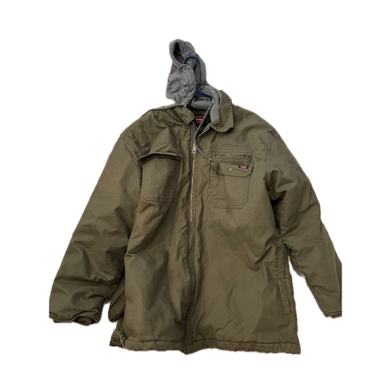 Wrangler Wrangler Workwear Green Denim Jacket w Hoodie Mens XL Size US XL / EU 56 / 4 - 1 Thumbnail